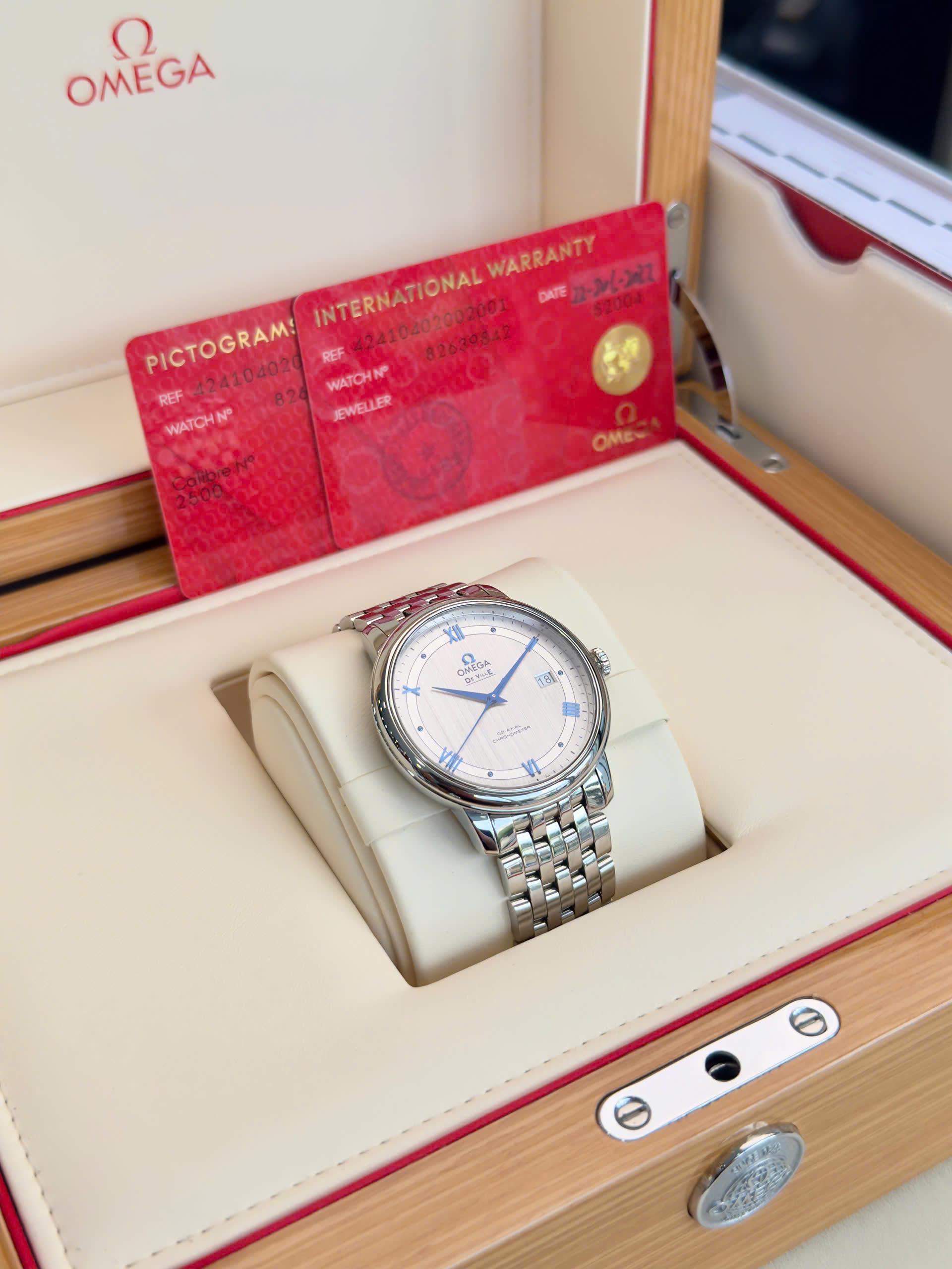 OMEGA DE-VILLE PRESTIGE CO‑AXIAL 39.5mm : 424.10.40.20.02.001 - Tình trạng đã qua sử dụng, Fullbox