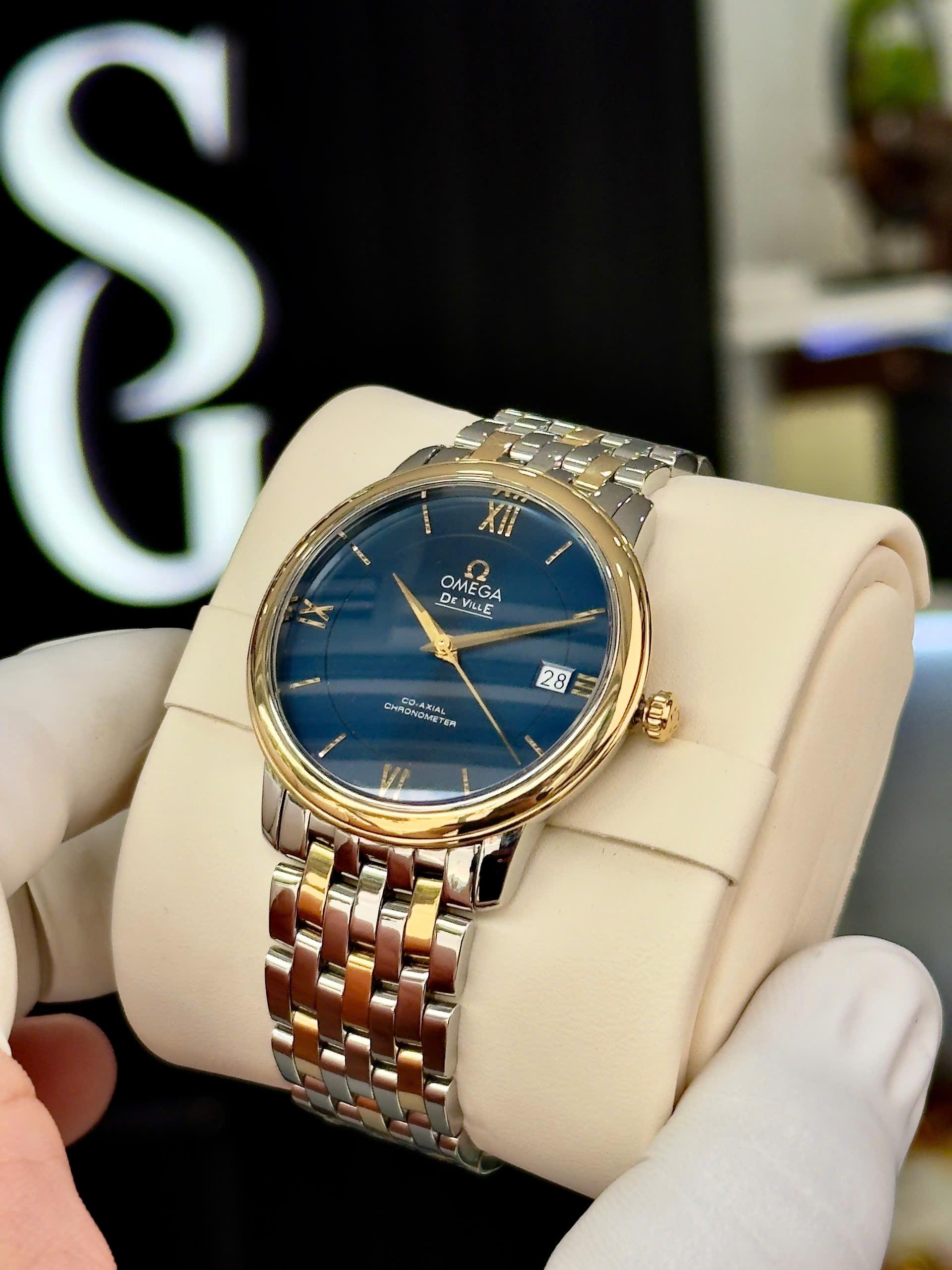  Đồng Hồ Omega De Ville Prestige Co-Axial Chronometer demi gold 18K 424.20.37.20.03.001 - Tình trạng đã qua sử dụng, Fullbox