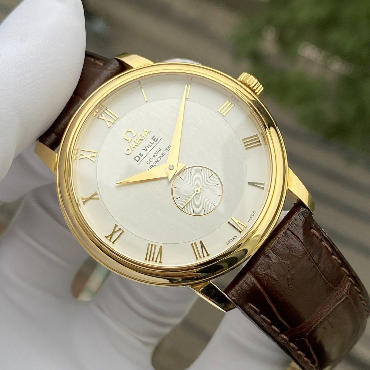 Đồng hồ Omega De Ville 4613.30.02 Prestige Small Seconds size 39,5mm vàng đúc 18k - Tình trạng lướt đã qua sử dụng, Fullbox, Thẻ
