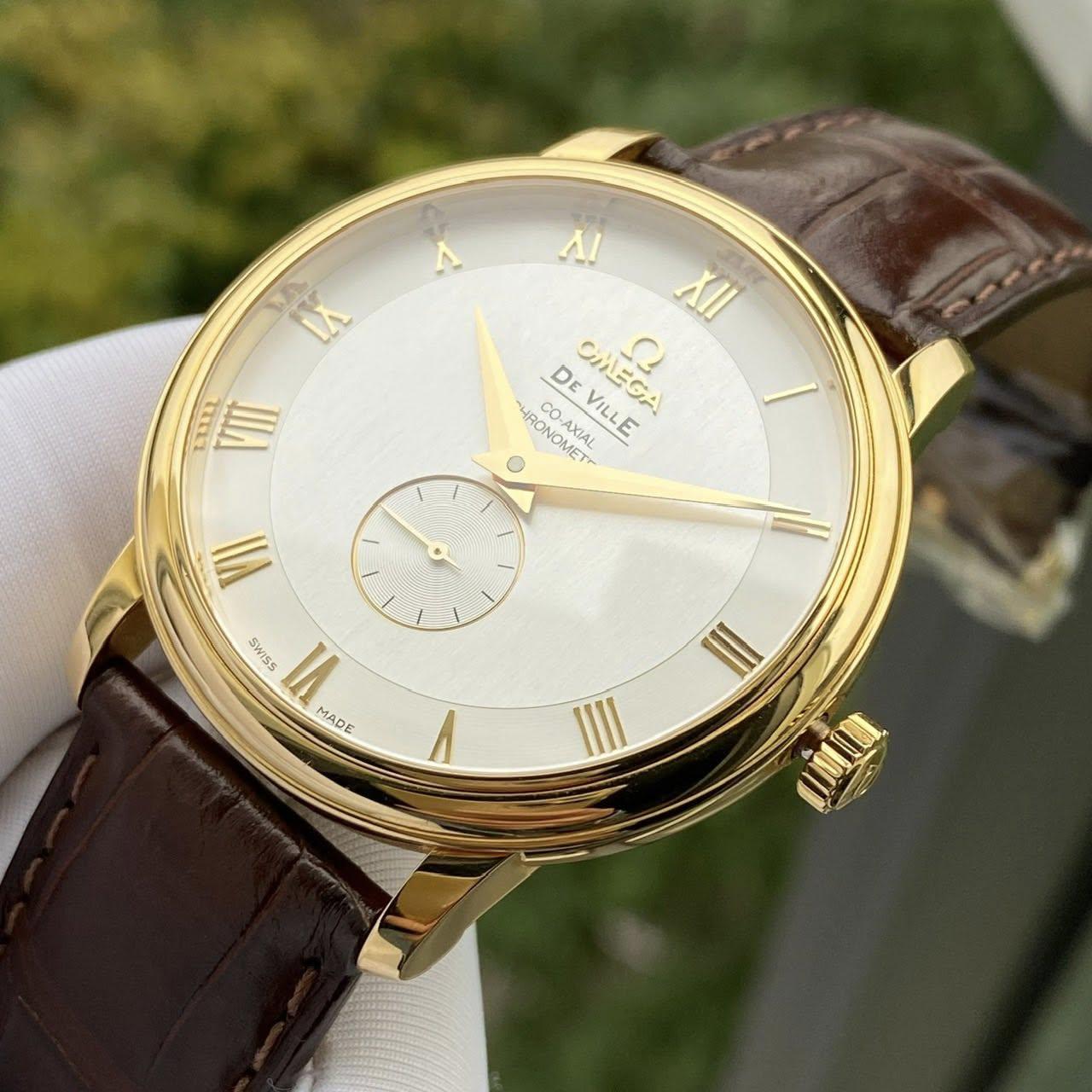 Đồng hồ Omega De Ville 4613.30.02 Prestige Small Seconds size 39,5mm vàng đúc 18k - Tình trạng lướt đã qua sử dụng, Fullbox, Thẻ