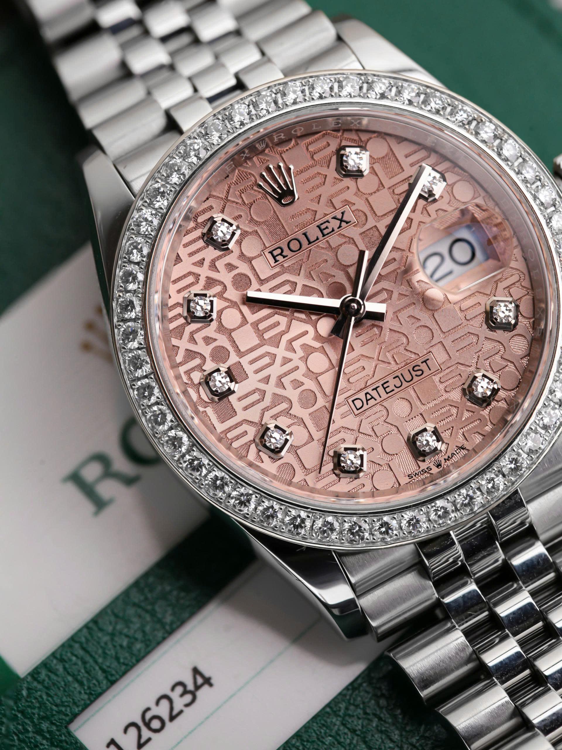 Rolex Datejust 126234 Mặt Cá Hồi Vi Tính, Kim Cương Chính Hãng
