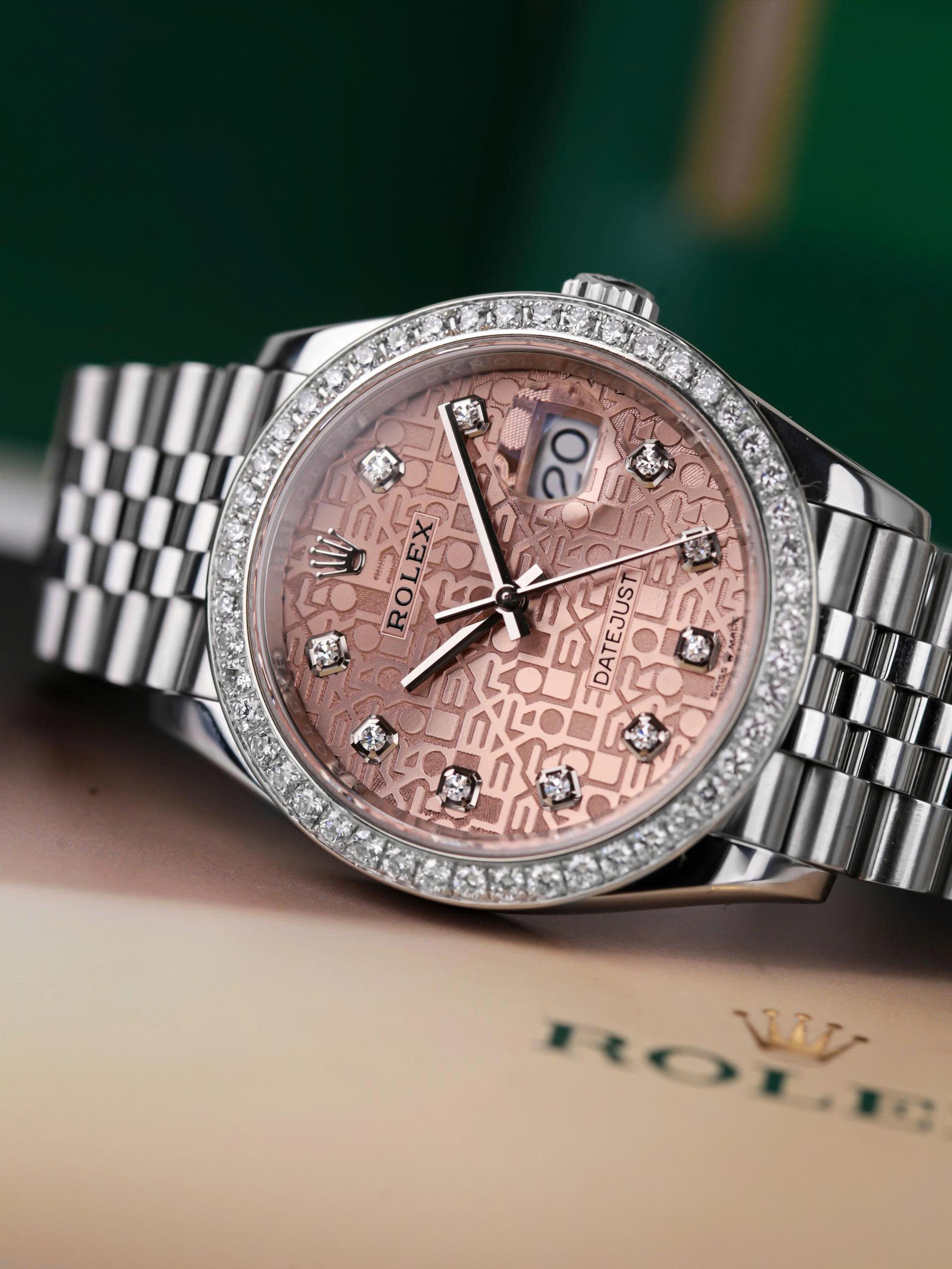 Rolex Datejust 126234 Mặt Cá Hồi Vi Tính, Kim Cương Chính Hãng