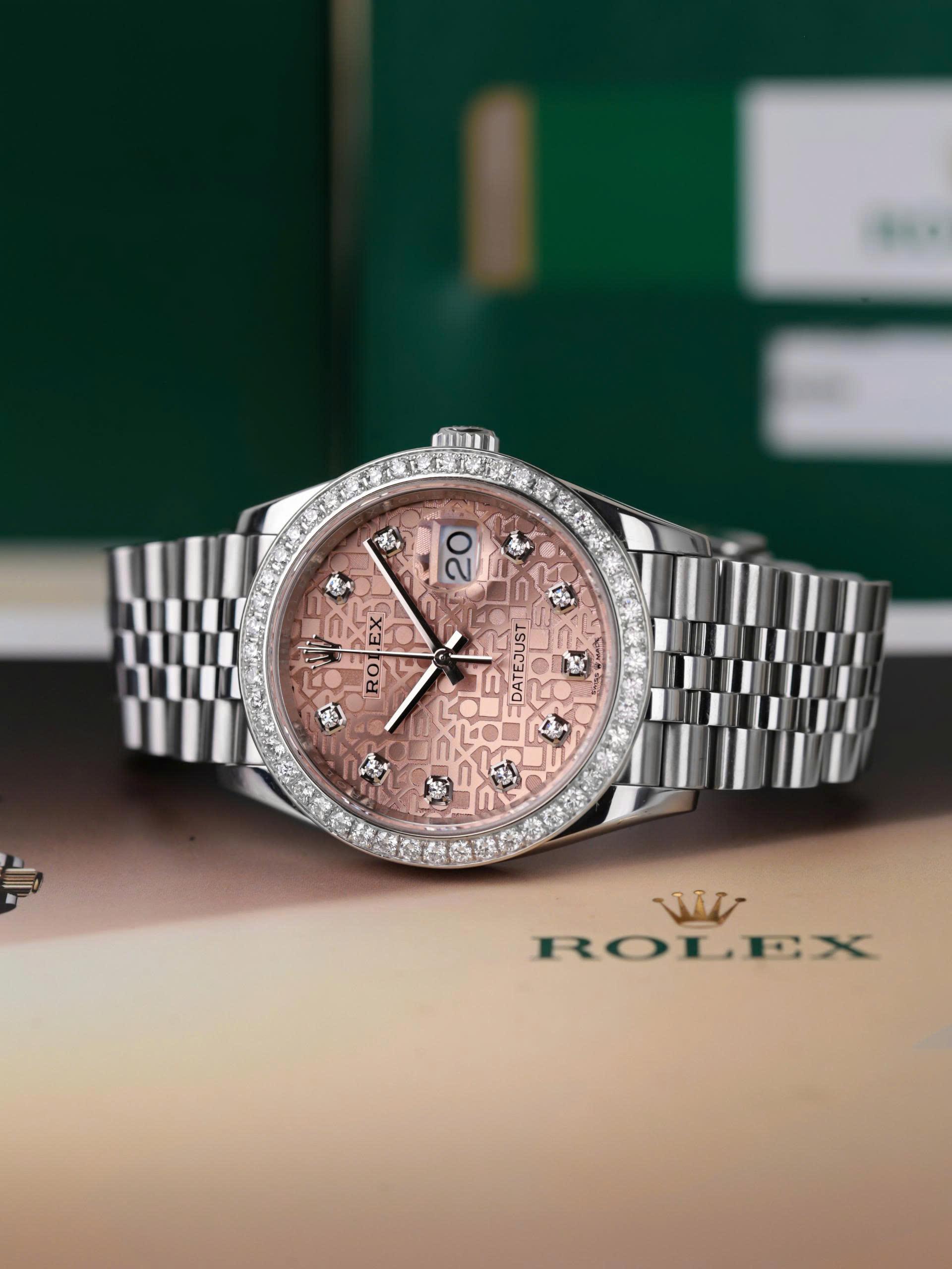 Rolex Datejust 126234 Mặt Cá Hồi Vi Tính, Kim Cương Chính Hãng