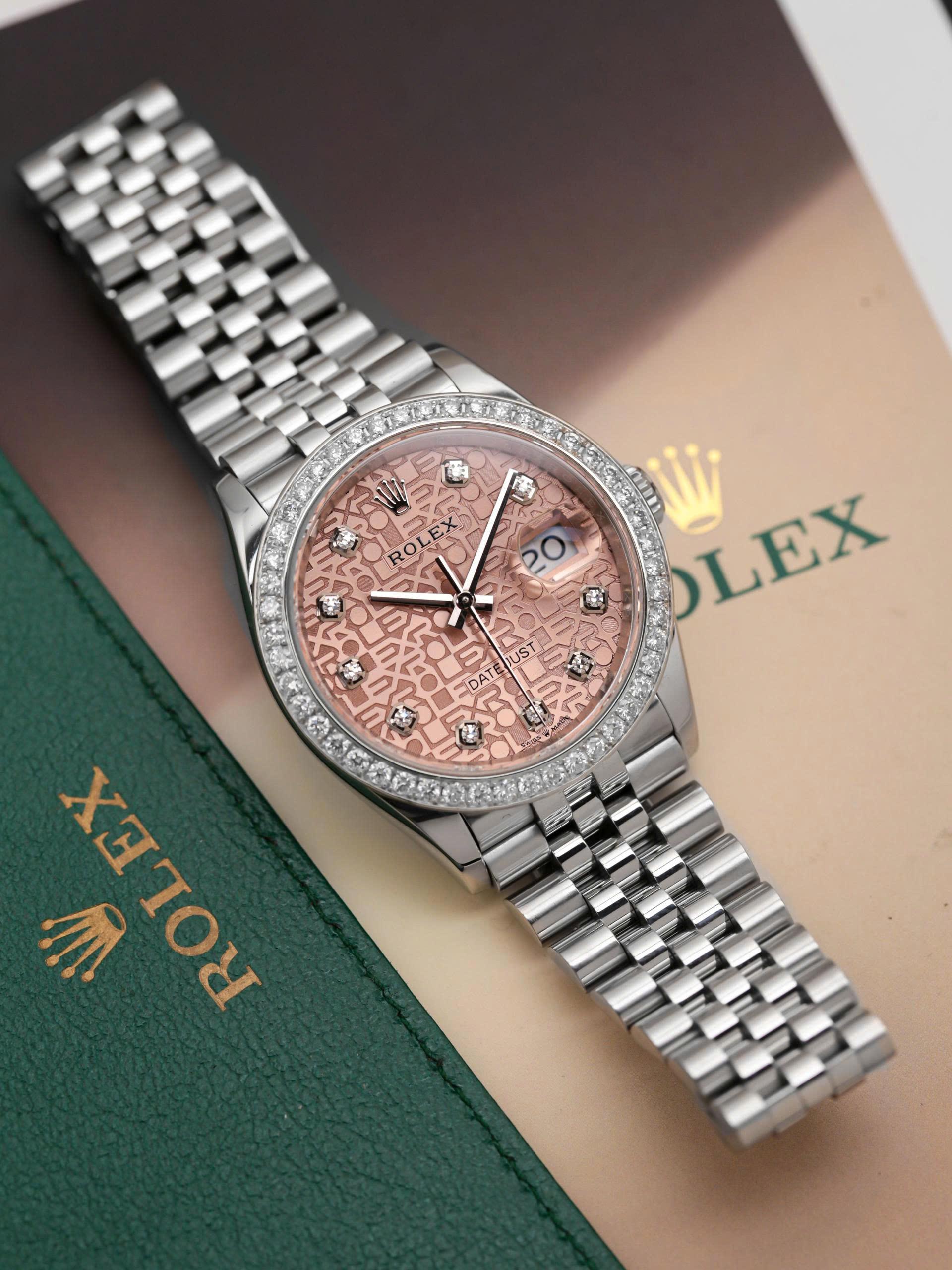 Rolex Datejust 126234 Mặt Cá Hồi Vi Tính, Kim Cương Chính Hãng