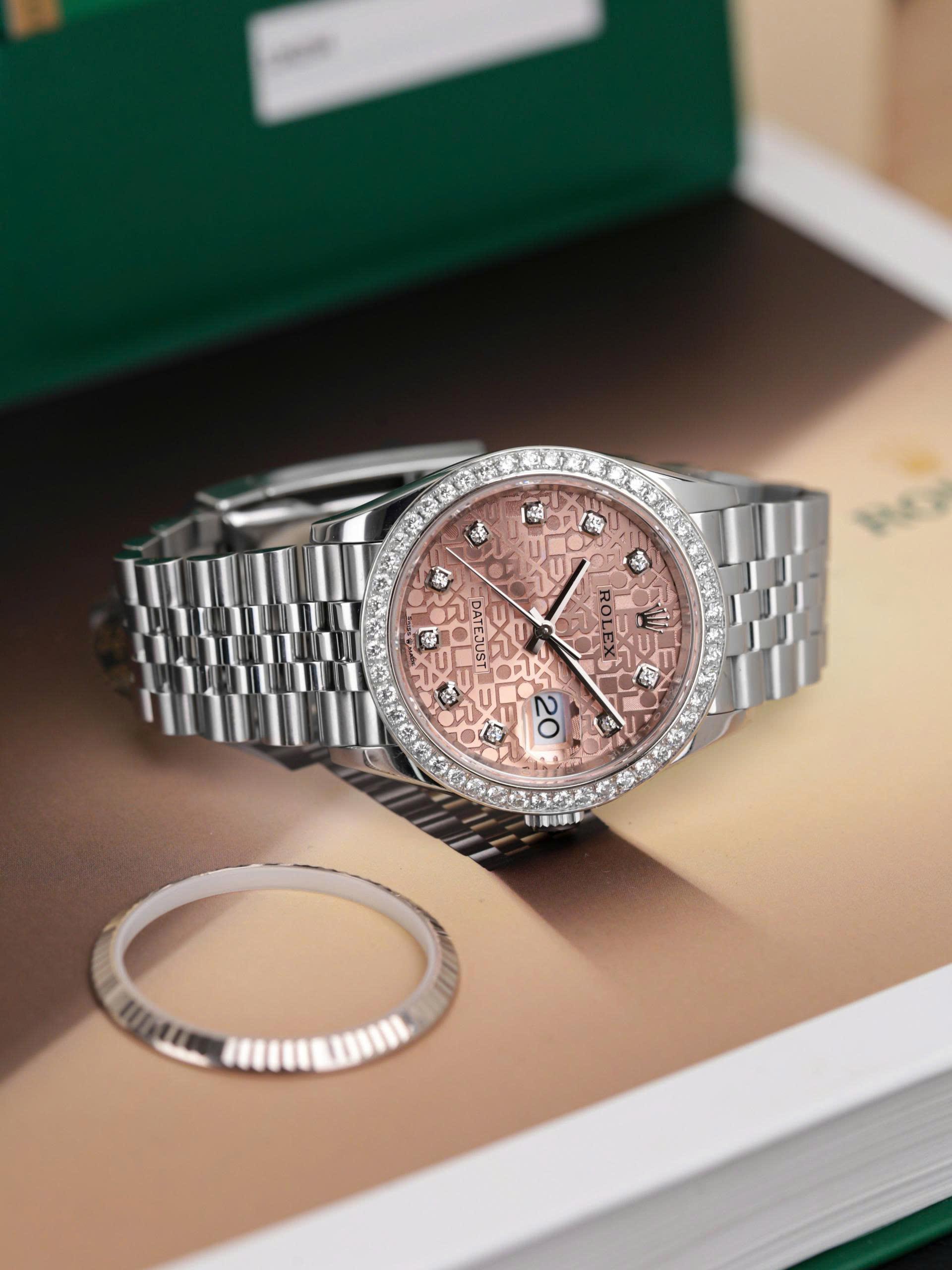 Rolex Datejust 126234 Mặt Cá Hồi Vi Tính, Kim Cương Chính Hãng