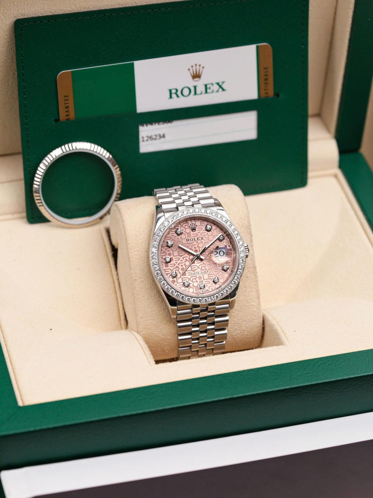 Rolex Datejust 126234 Mặt Cá Hồi Vi Tính, Kim Cương Chính Hãng