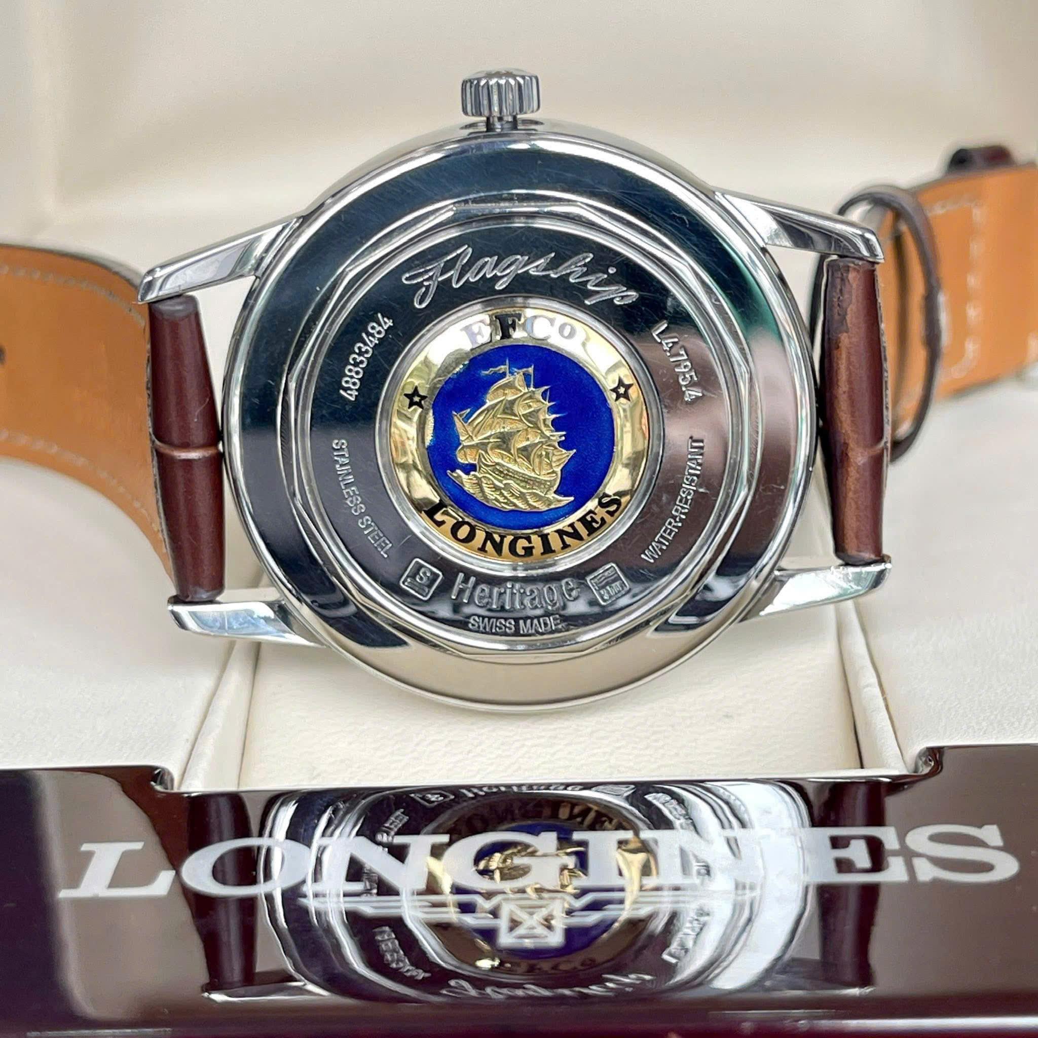 Longines Flagship Heritage L4.795.4.78.2 – Đáy vàng 18K Thuận Buồm Xuôi Gió