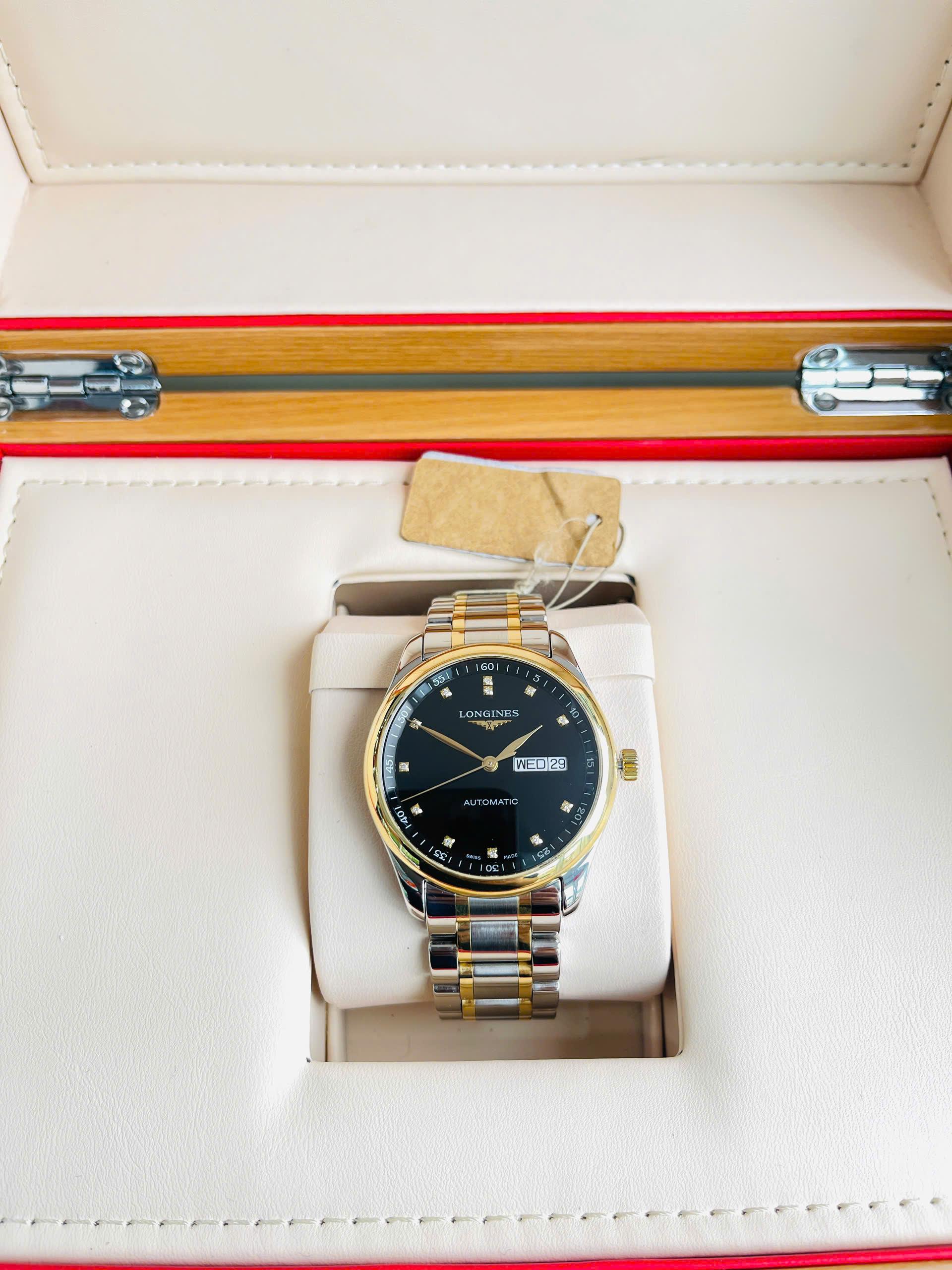 Longines Master Diamond L2.755.5.57.7 Used – Demi vàng hồng 18K, mặt số đen đính kim cương