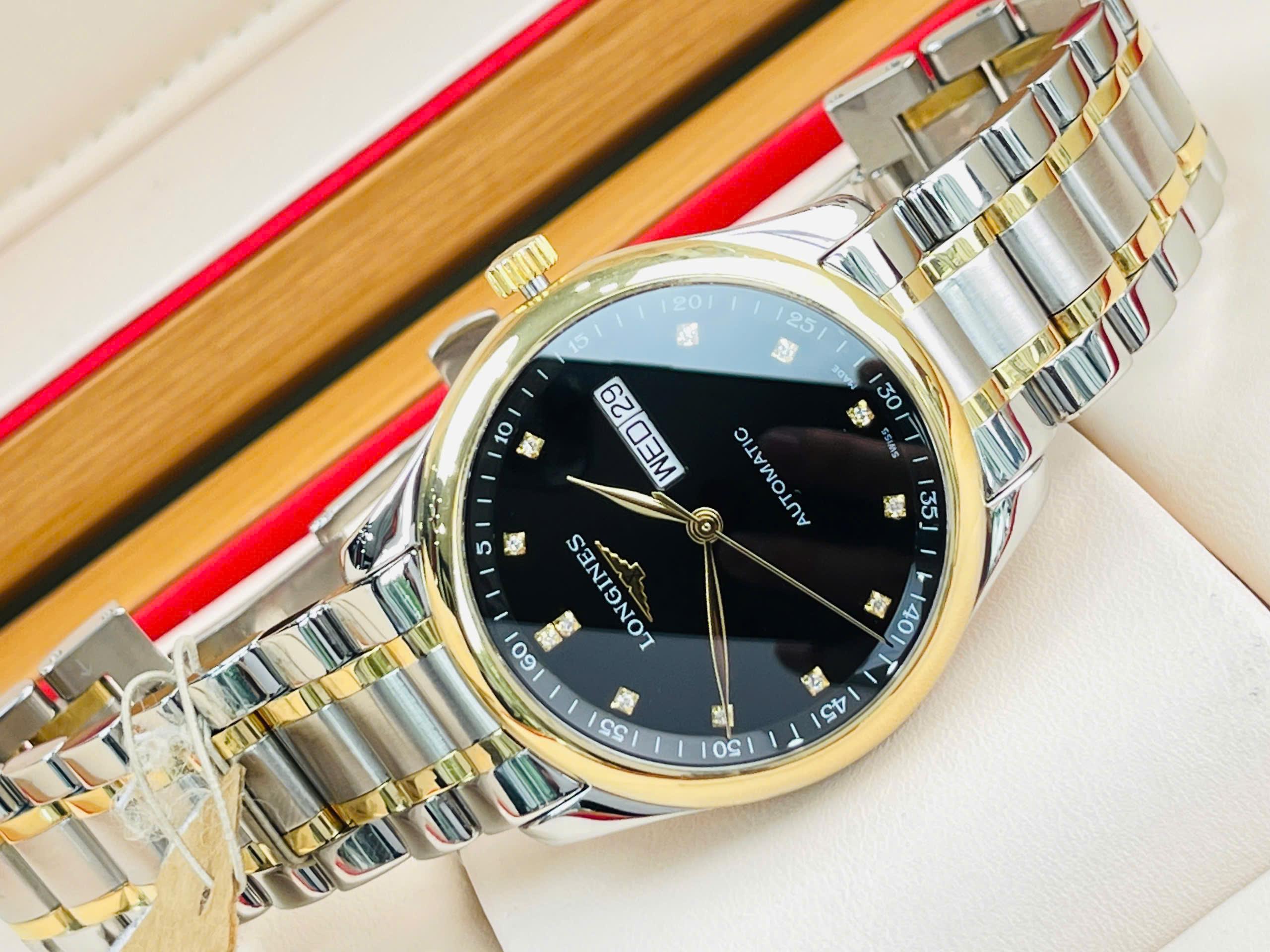 Longines Master Diamond L2.755.5.57.7 Used – Demi vàng hồng 18K, mặt số đen đính kim cương