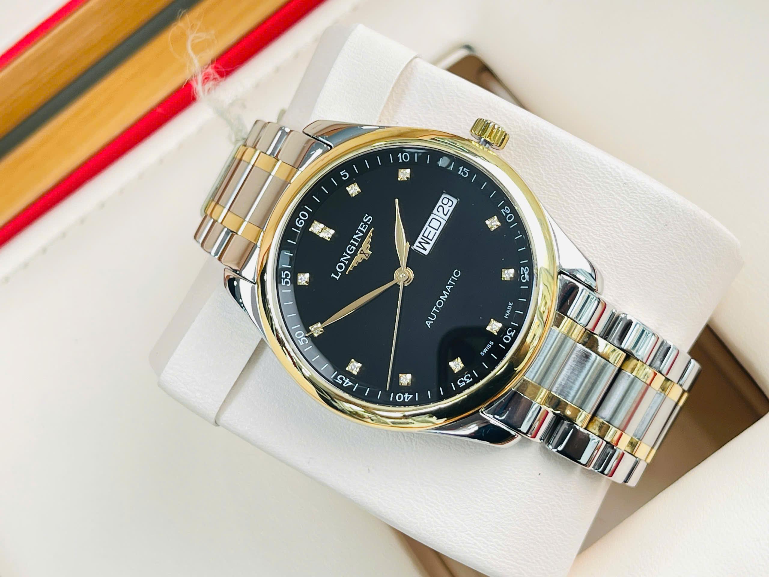 Longines Master Diamond L2.755.5.57.7 Used – Demi vàng hồng 18K, mặt số đen đính kim cương