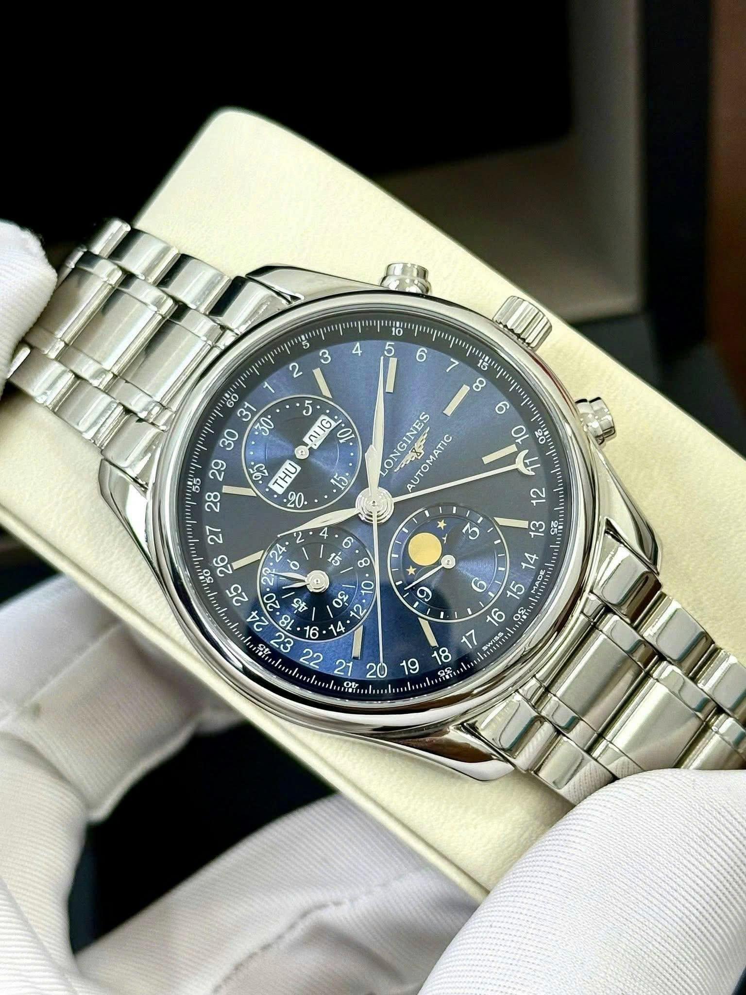 Longines Master Collection L2.673.4.92.6 – Moonphase Chronograph 40mm Blue Dial