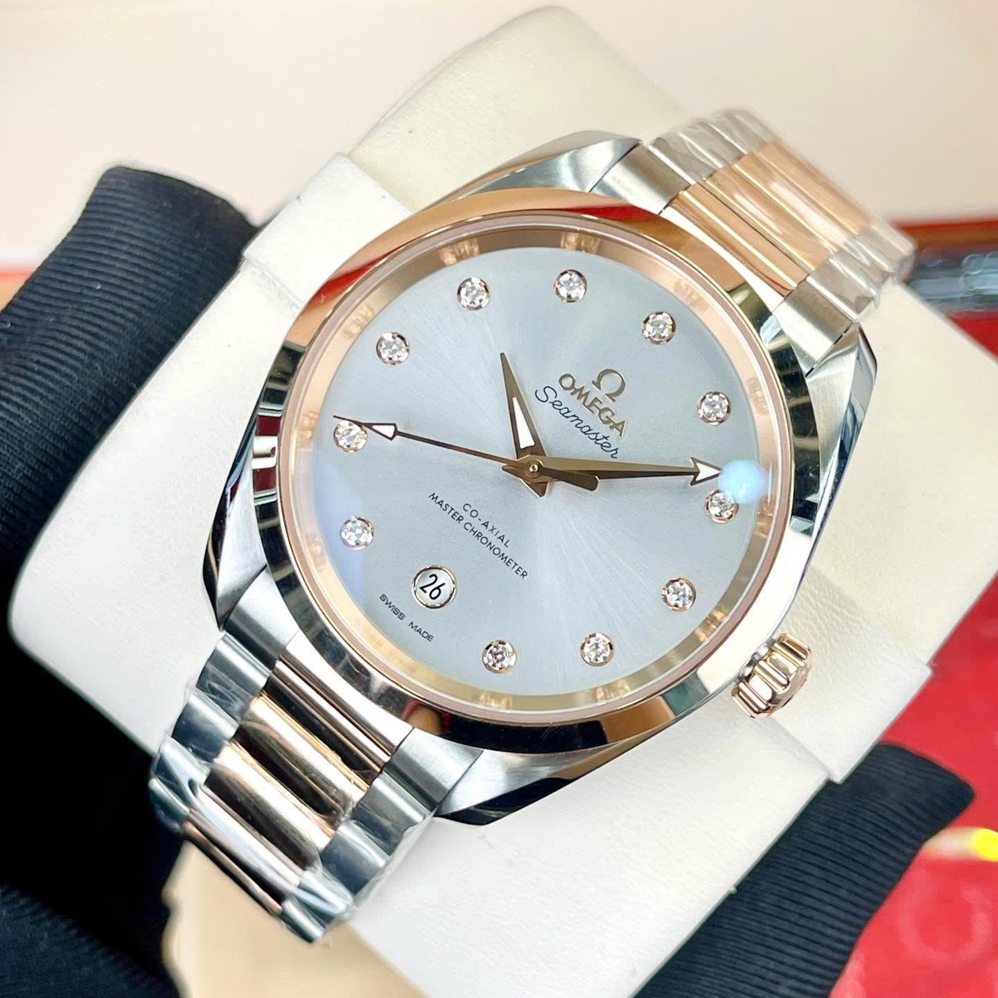 Đồng Hồ Omega Seamaster Aqua Terra Diamond 220.20.38.20.56.002 Demi Vàng 18K Chính Hãng