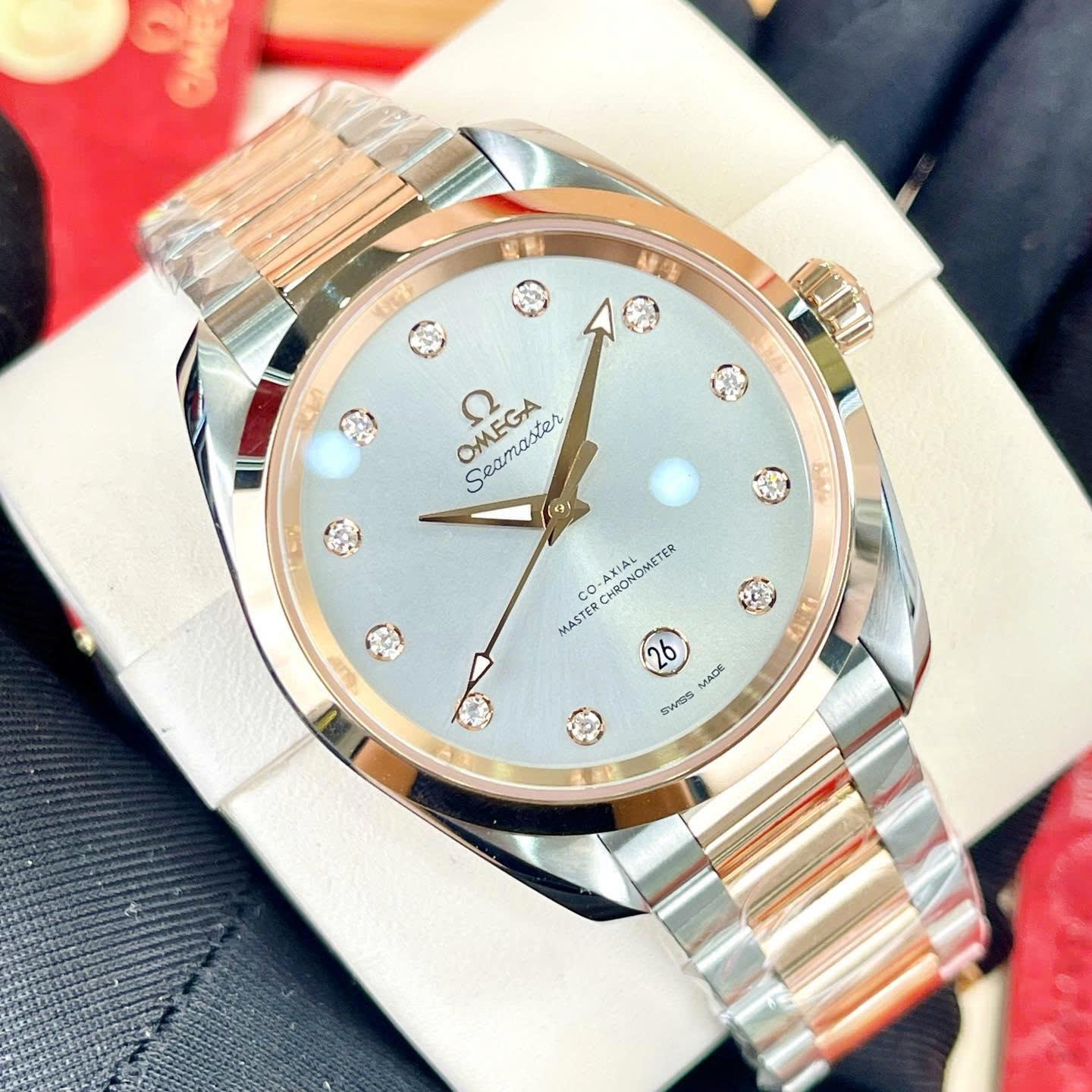 Đồng Hồ Omega Seamaster Aqua Terra Diamond 220.20.38.20.56.002 Demi Vàng 18K Chính Hãng