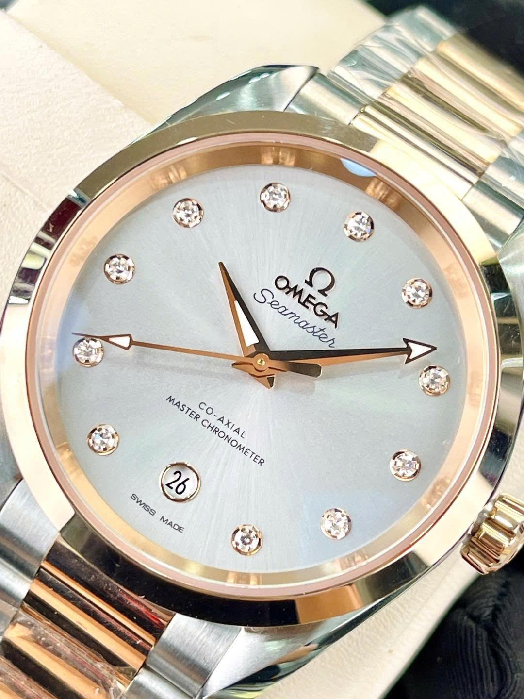 Đồng Hồ Omega Seamaster Aqua Terra Diamond 220.20.38.20.56.002 Demi Vàng 18K Chính Hãng