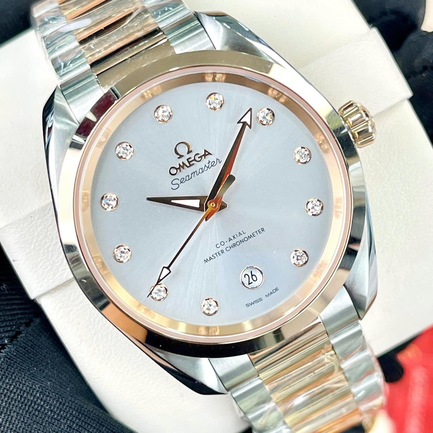 Đồng Hồ Omega Seamaster Aqua Terra Diamond 220.20.38.20.56.002 Demi Vàng 18K Chính Hãng