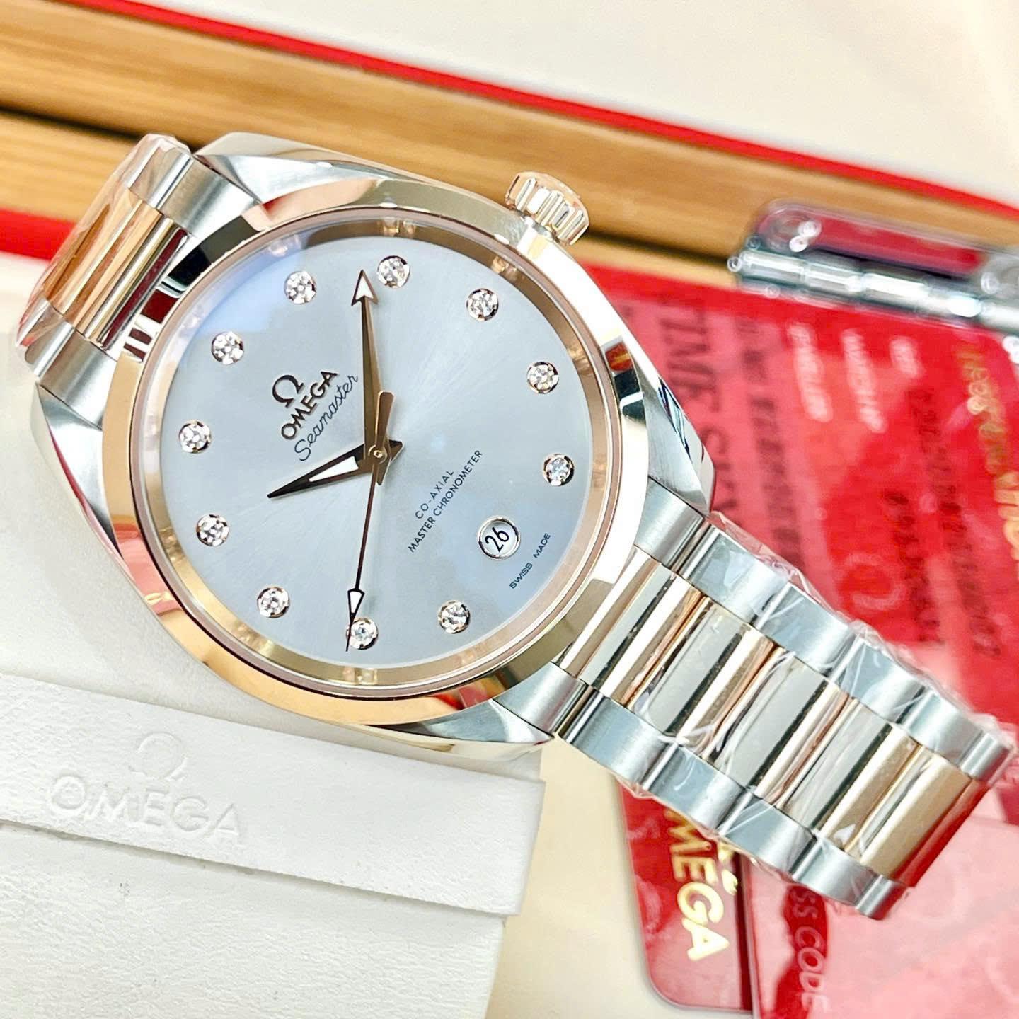 Đồng Hồ Omega Seamaster Aqua Terra Diamond 220.20.38.20.56.002 Demi Vàng 18K Chính Hãng