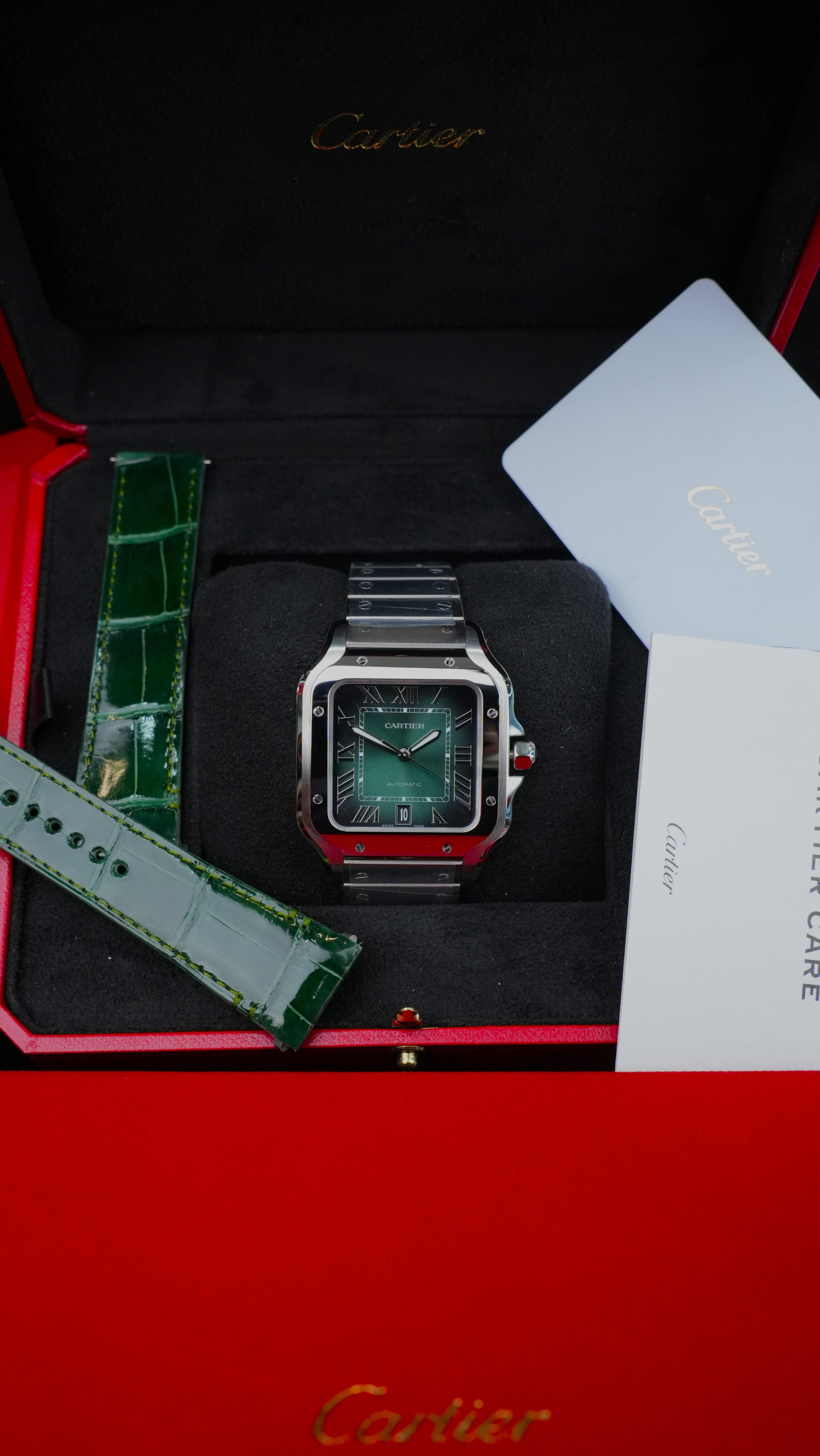 Cartier Santos de Cartier WSSA0062 Automatic – Thiết Kế Xanh Lá Biểu Tượng Hơn 100 Năm