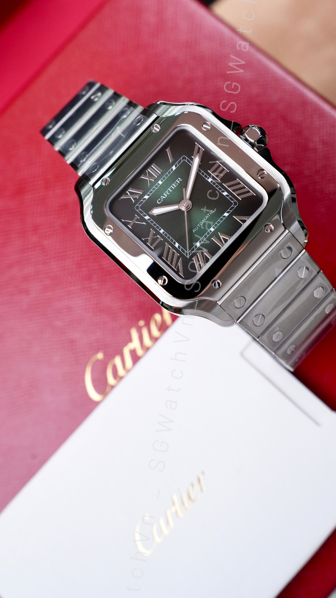 Cartier Santos de Cartier WSSA0061 (Green Gradient Dial Size M) – NEW Full Set