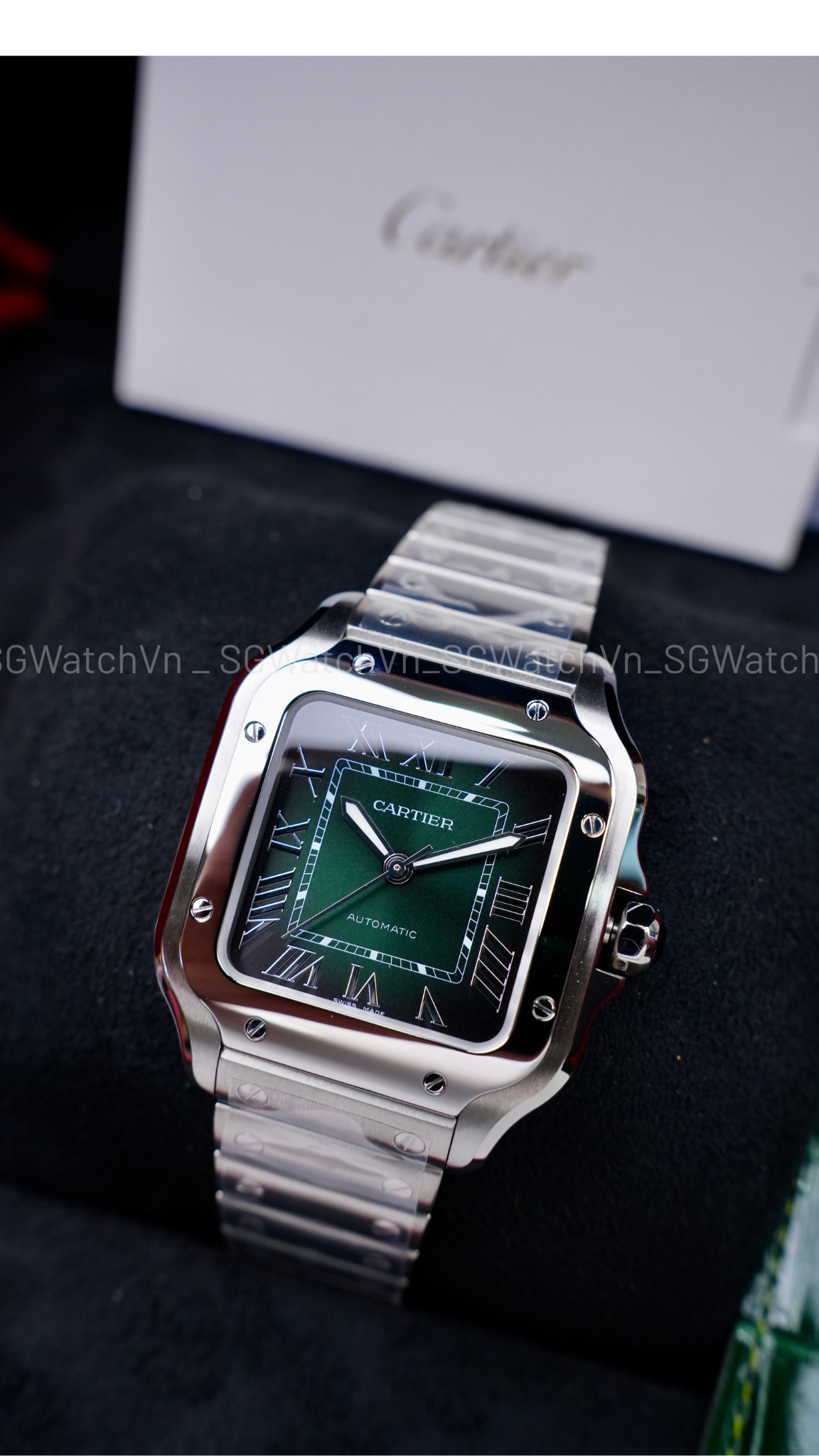 Cartier Santos de Cartier WSSA0061 (Green Gradient Dial Size M) – NEW Full Set