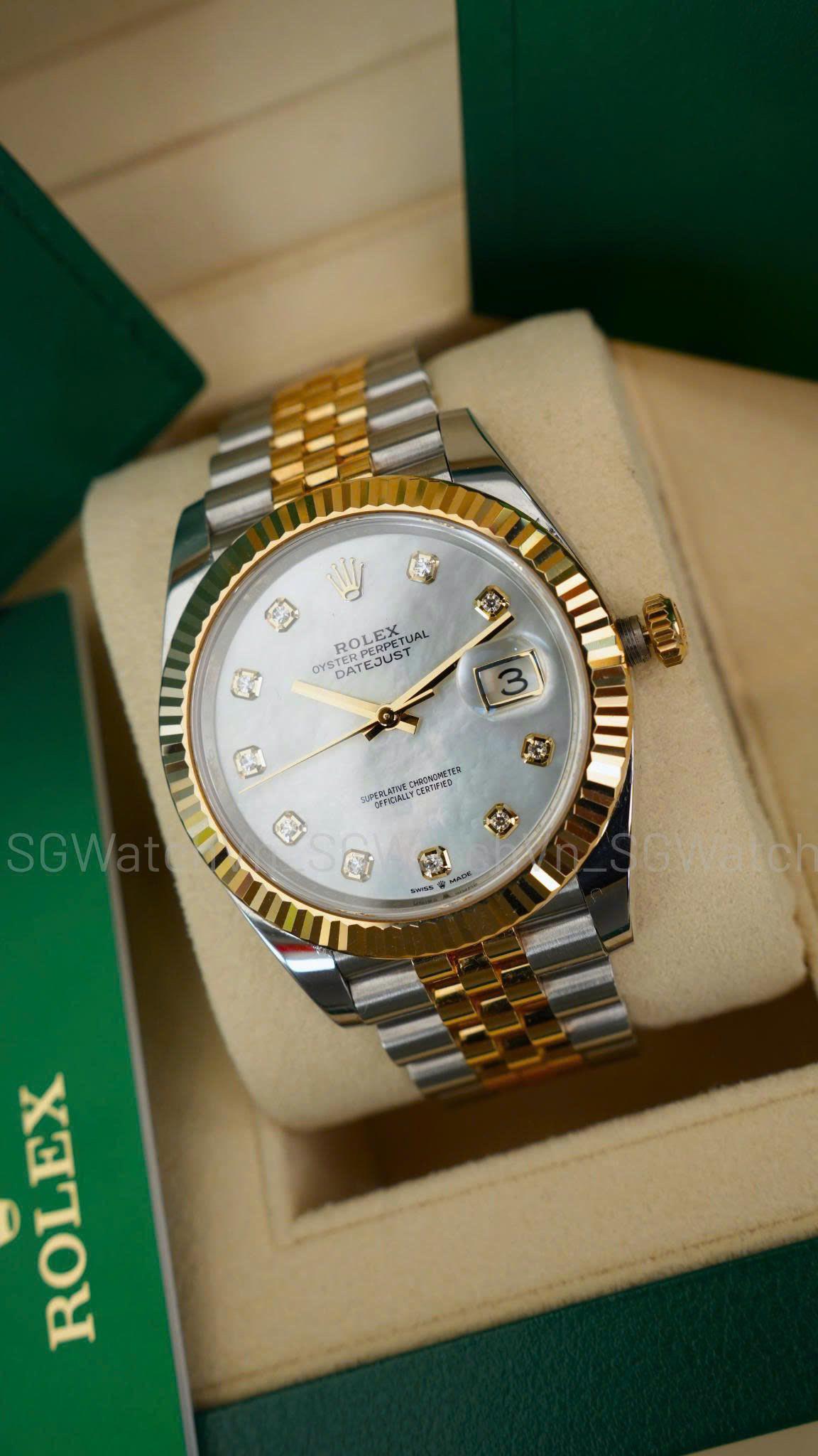 Rolex Datejust 41 Ref.126333 Mặt Xà Cừ (MOP) Demi Vàng – Rolex Lướt Chính Hãng, Fullset 2020