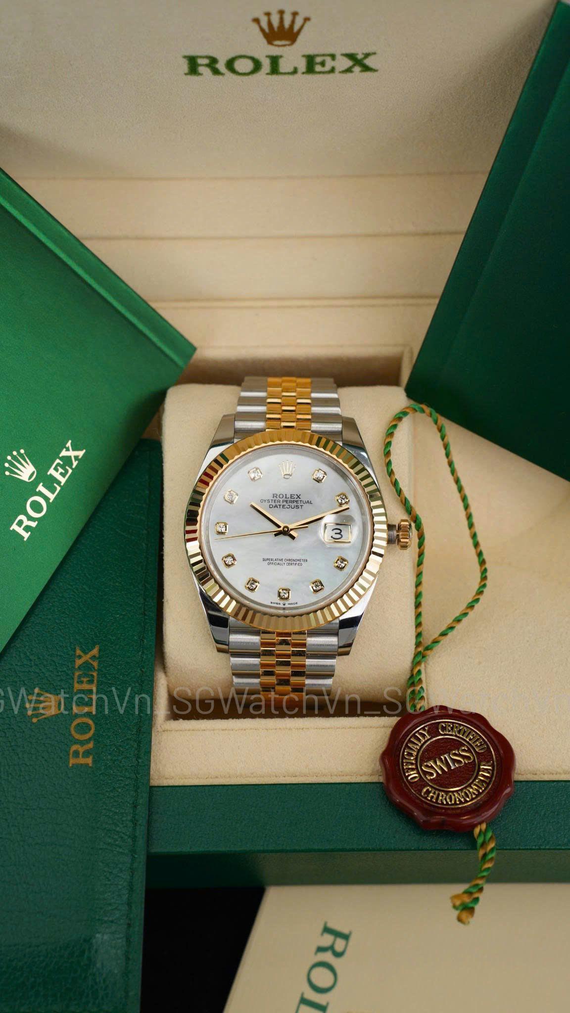 Rolex Datejust 41 Ref.126333 Mặt Xà Cừ (MOP) Demi Vàng – Rolex Lướt Chính Hãng, Fullset 2020