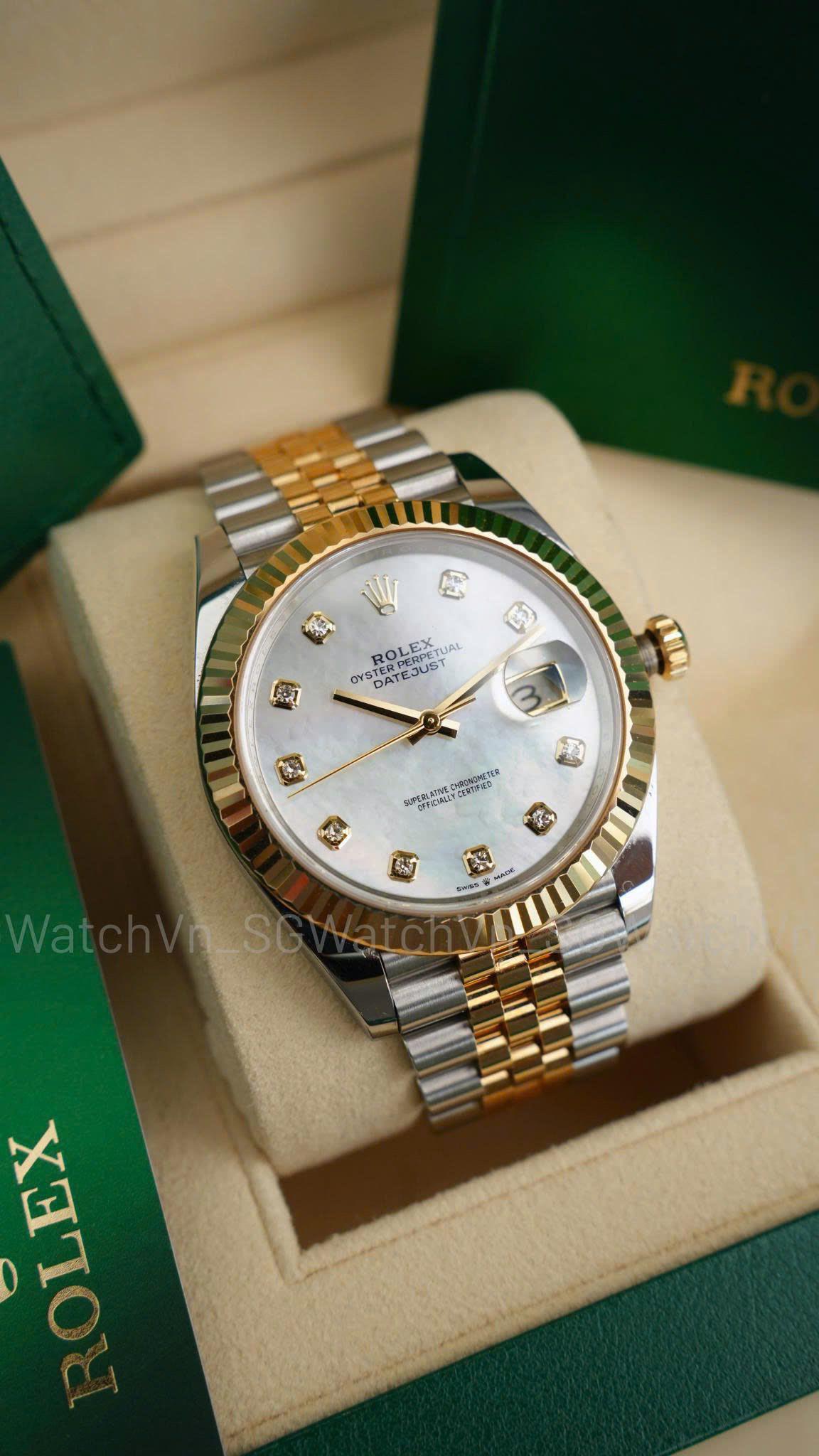 Rolex Datejust 41 Ref.126333 Mặt Xà Cừ (MOP) Demi Vàng – Rolex Lướt Chính Hãng, Fullset 2020