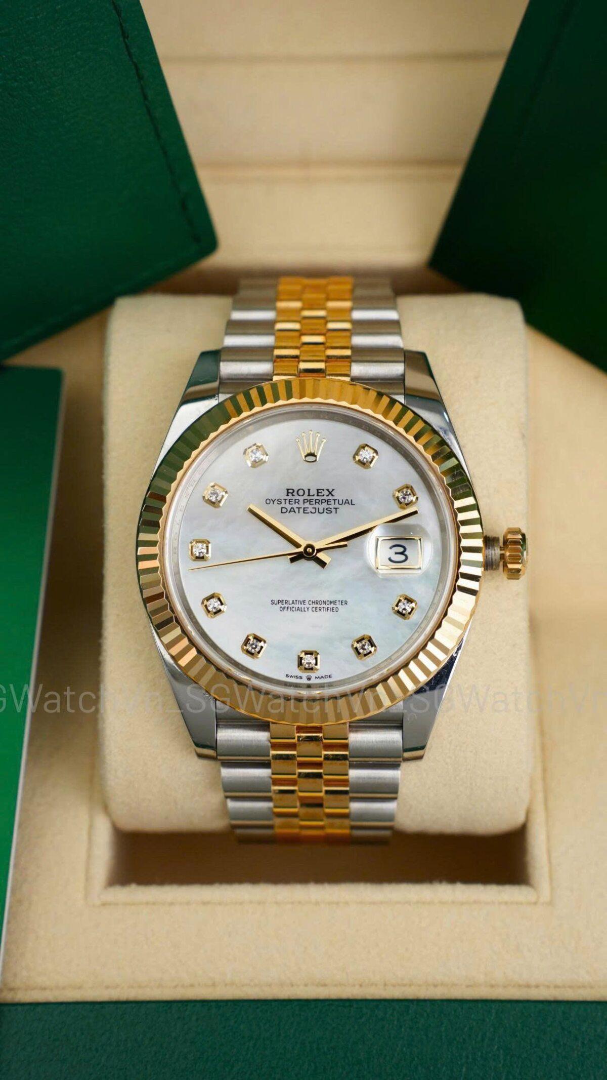 Rolex Datejust 41 Ref.126333 Mặt Xà Cừ (MOP) Demi Vàng – Rolex Lướt Chính Hãng, Fullset 2020