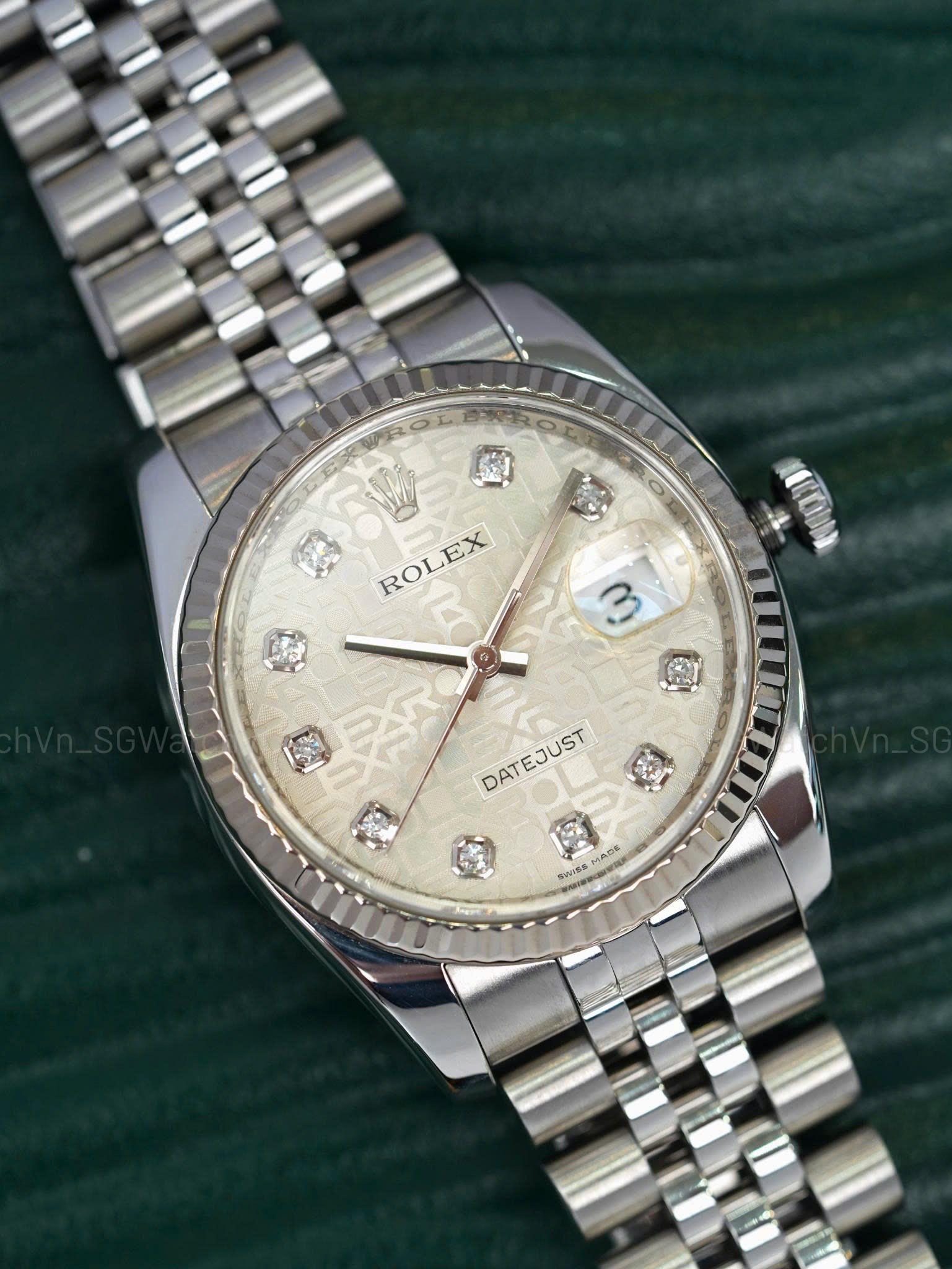 Rolex Datejust 36mm Ref.116234 Vi Tính Trắng Kim Cương – Dây Jubilee (Seri G)
