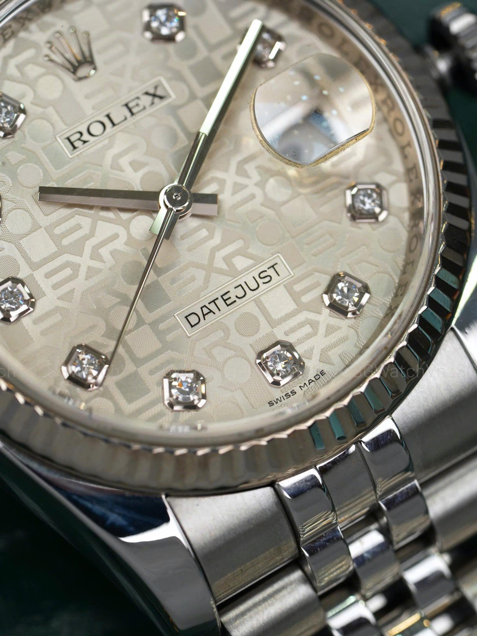 Rolex Datejust 36mm Ref.116234 Vi Tính Trắng Kim Cương – Dây Jubilee (Seri G)