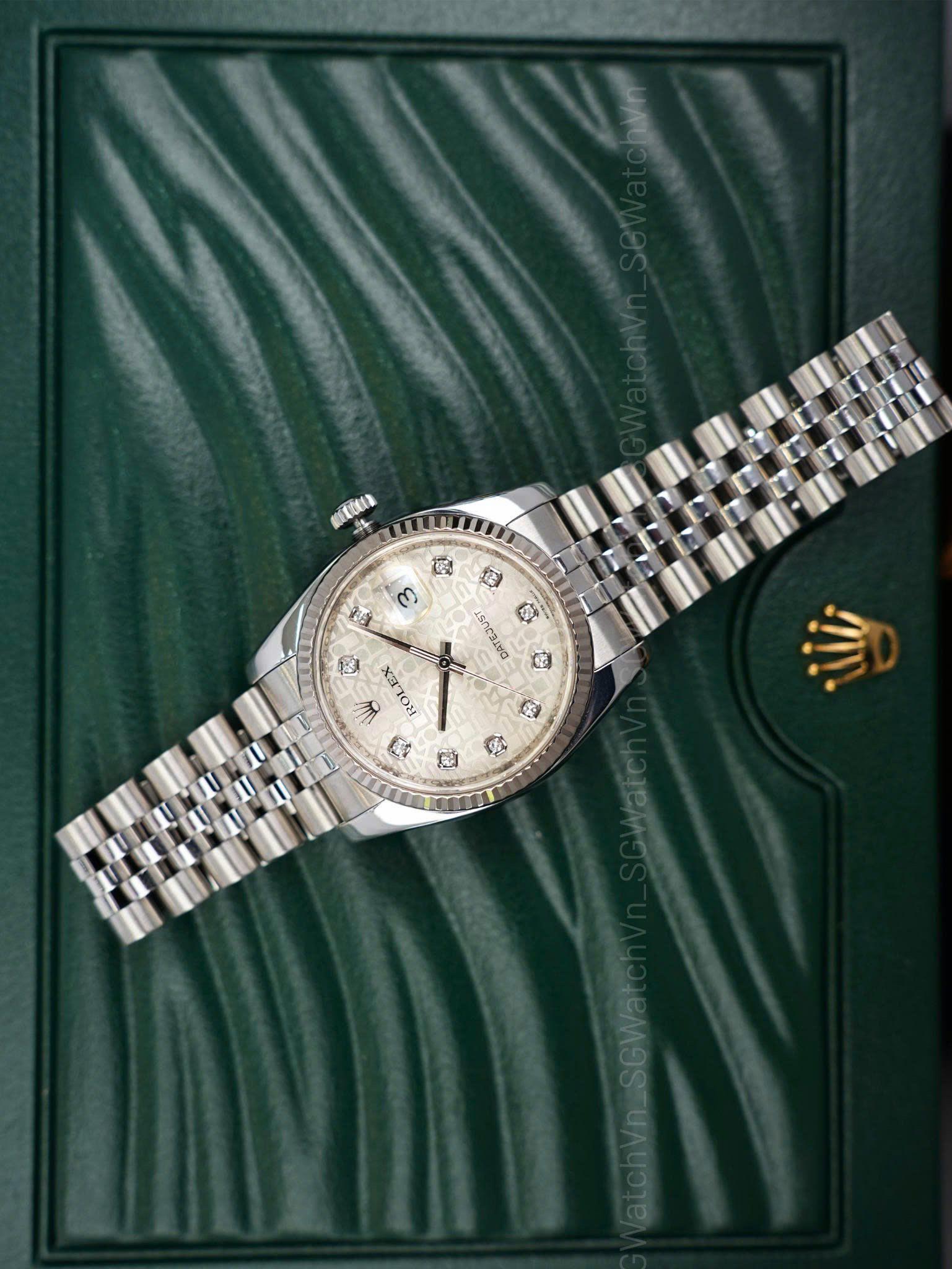 Rolex Datejust 36mm Ref.116234 Vi Tính Trắng Kim Cương – Dây Jubilee (Seri G)