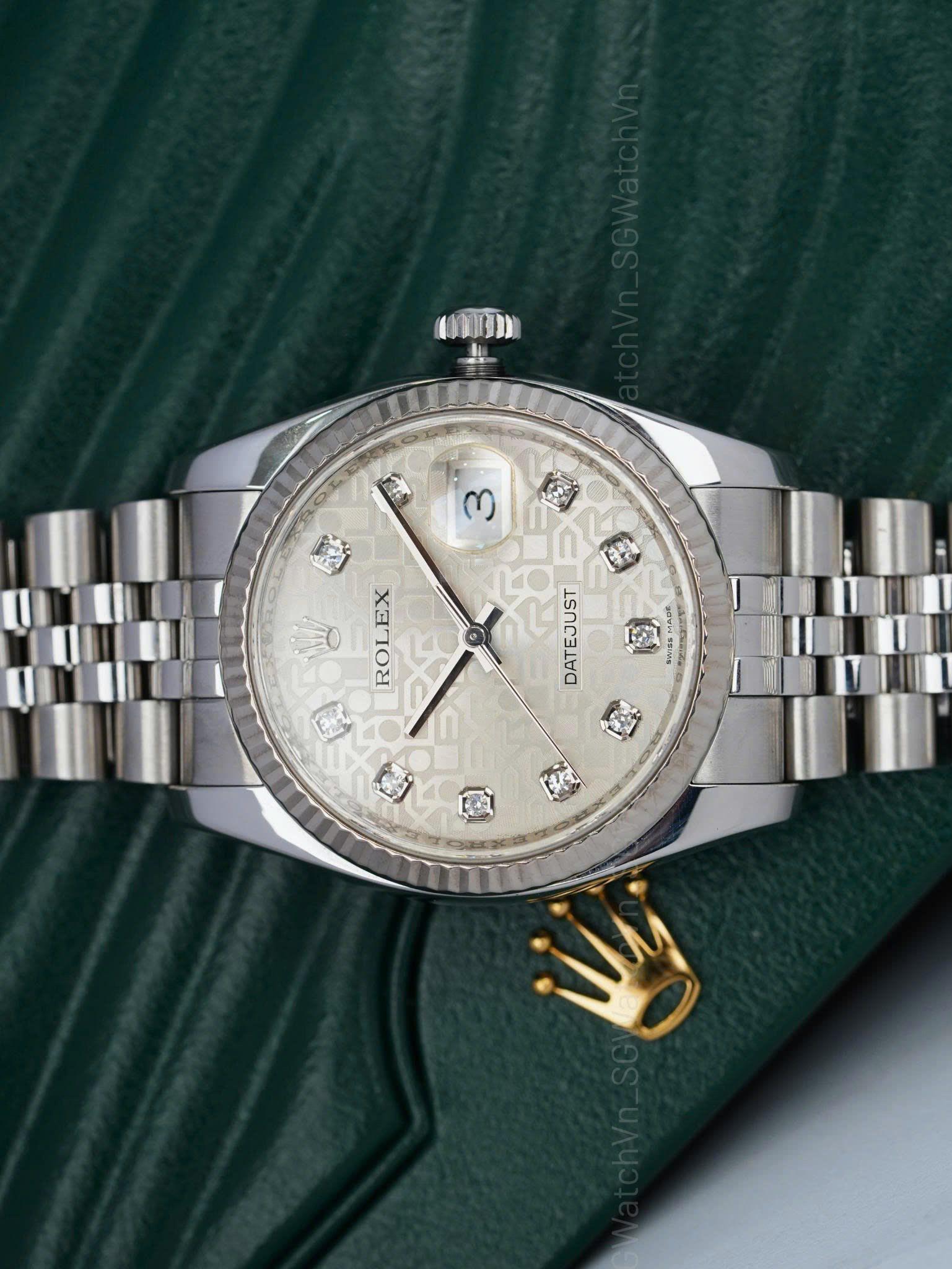 Rolex Datejust 36mm Ref.116234 Vi Tính Trắng Kim Cương – Dây Jubilee (Seri G)