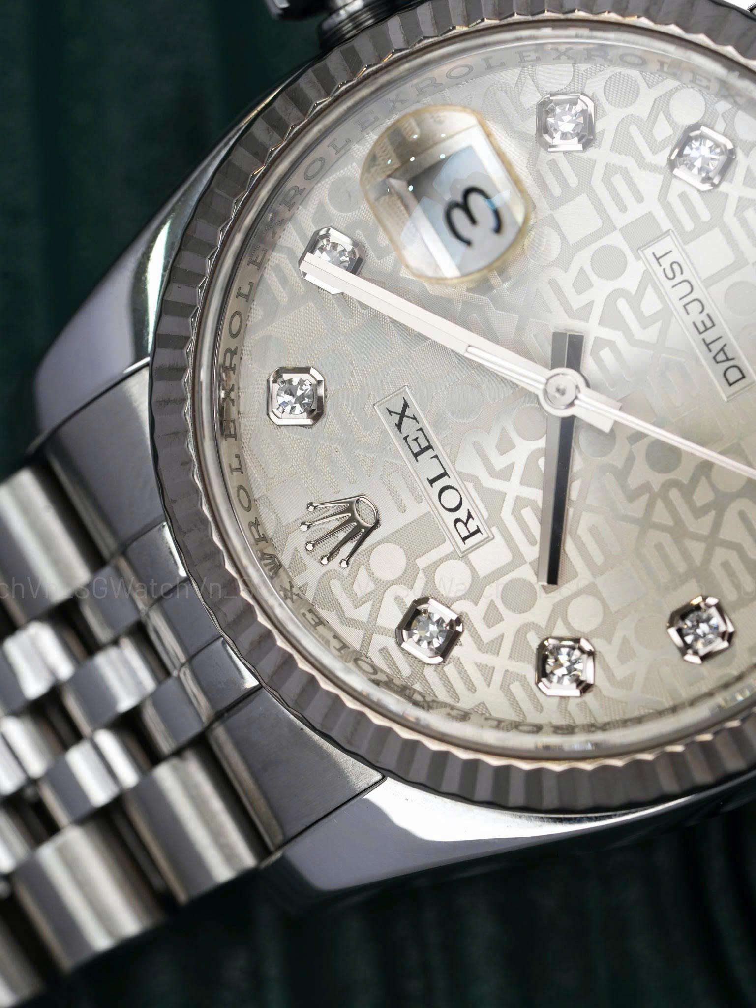 Rolex Datejust 36mm Ref.116234 Vi Tính Trắng Kim Cương – Dây Jubilee (Seri G)