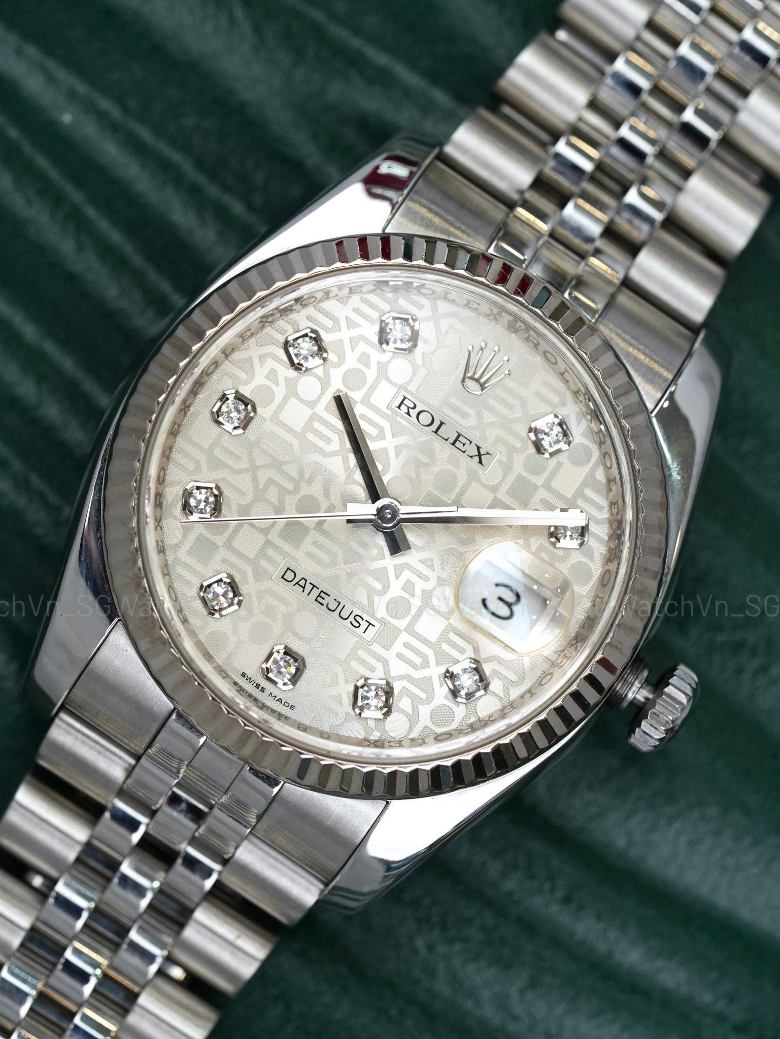 Rolex Datejust 36mm Ref.116234 Vi Tính Trắng Kim Cương – Dây Jubilee (Seri G)