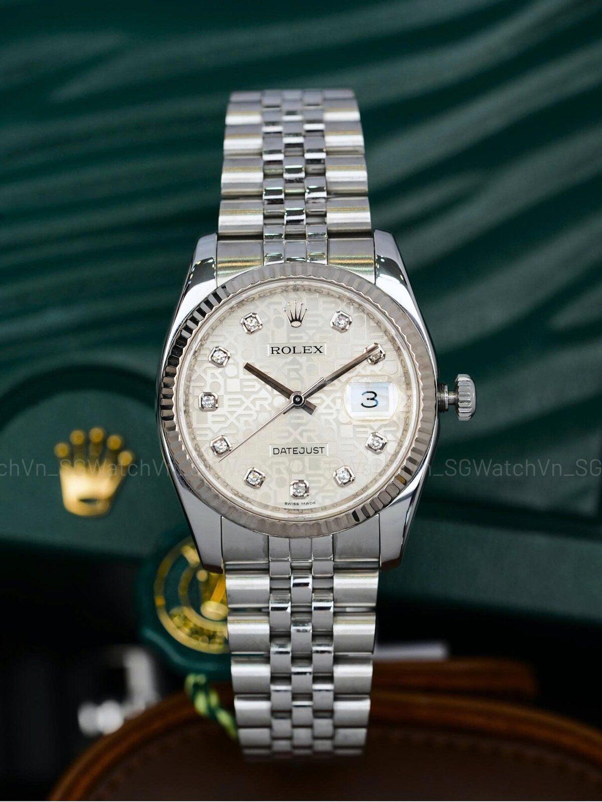 Rolex Datejust 36mm Ref.116234 Vi Tính Trắng Kim Cương – Dây Jubilee (Seri G)