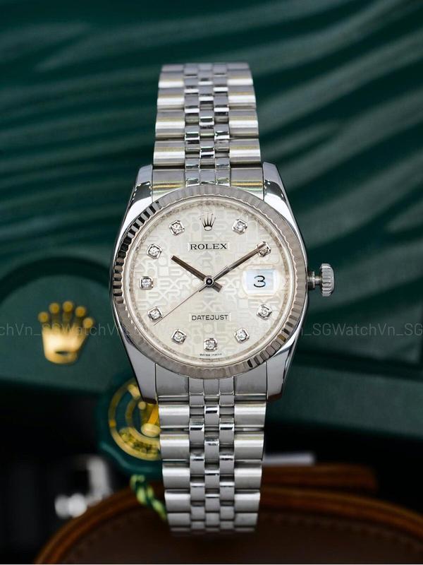 Rolex Datejust 36mm Ref.116234 Vi Tính Trắng Kim Cương – Dây Jubilee (Seri G)