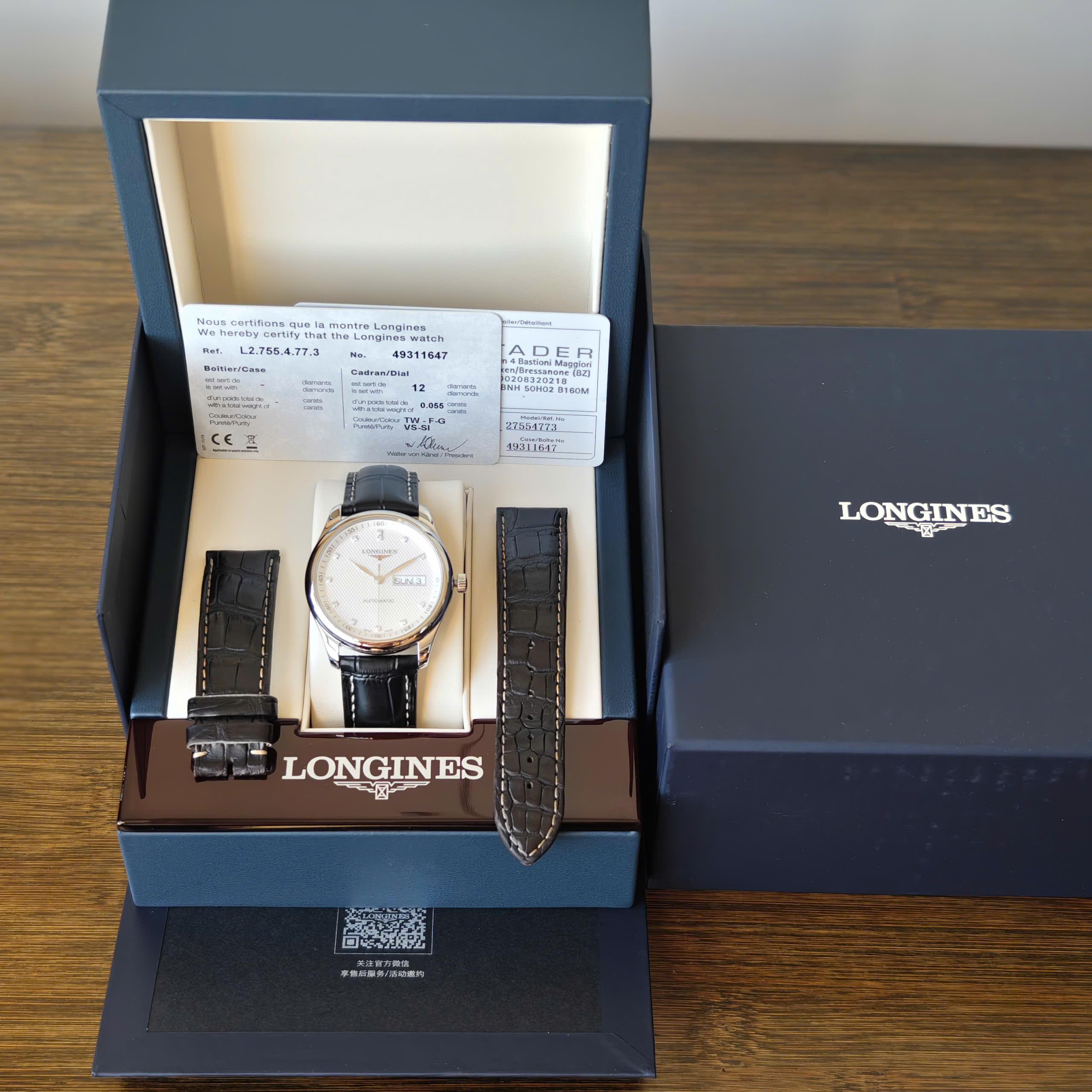 Longines Master L2.755.4.77.6 Kim Cương