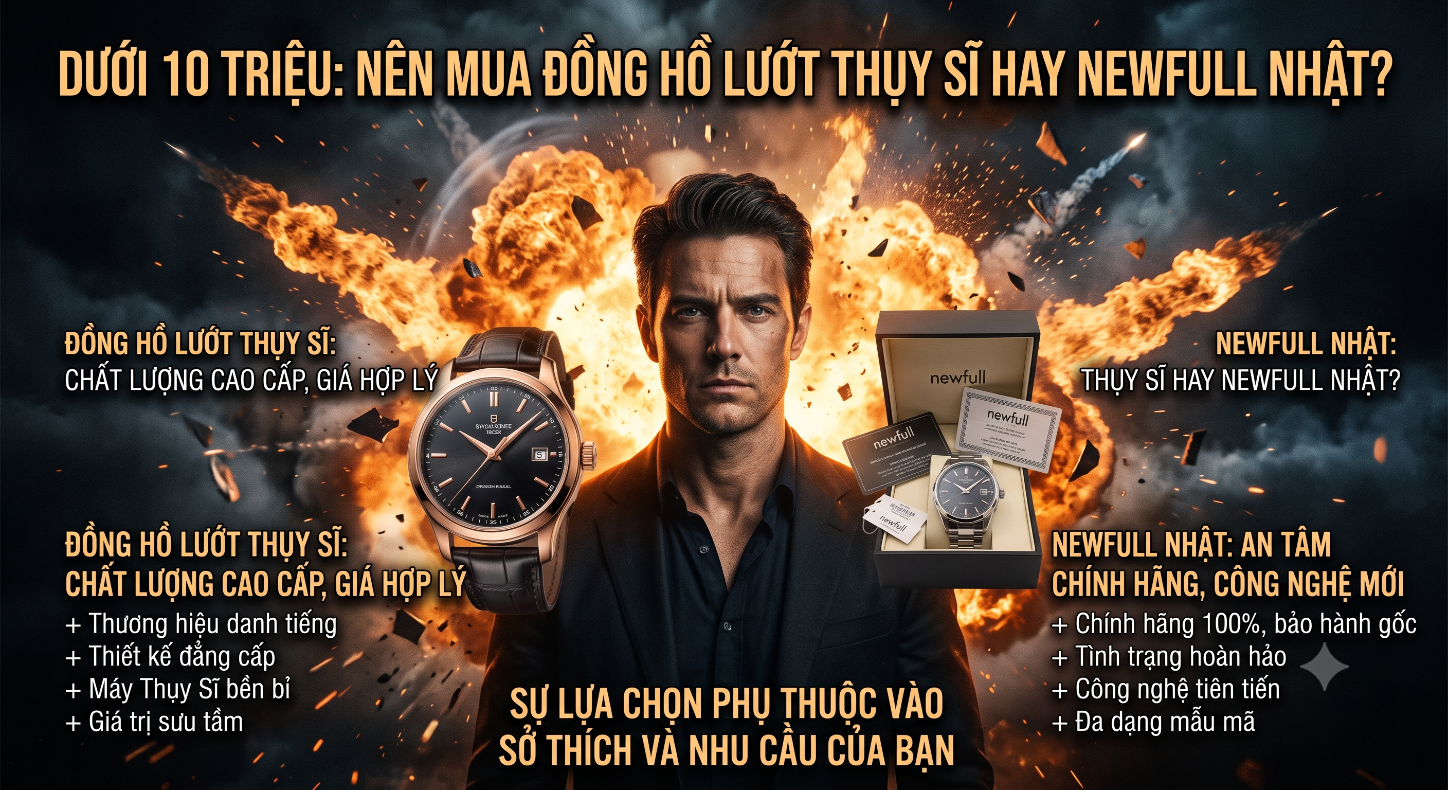 Dưới 10 Triệu Nên Mua Đồng Hồ Lướt Thụy Sĩ Hay Newfull Nhật?