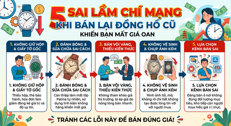 5 Sai Lầm Chí Mạng Khi Bán Lại Đồng Hồ Cũ Khiến Bạn Mất Giá Oan