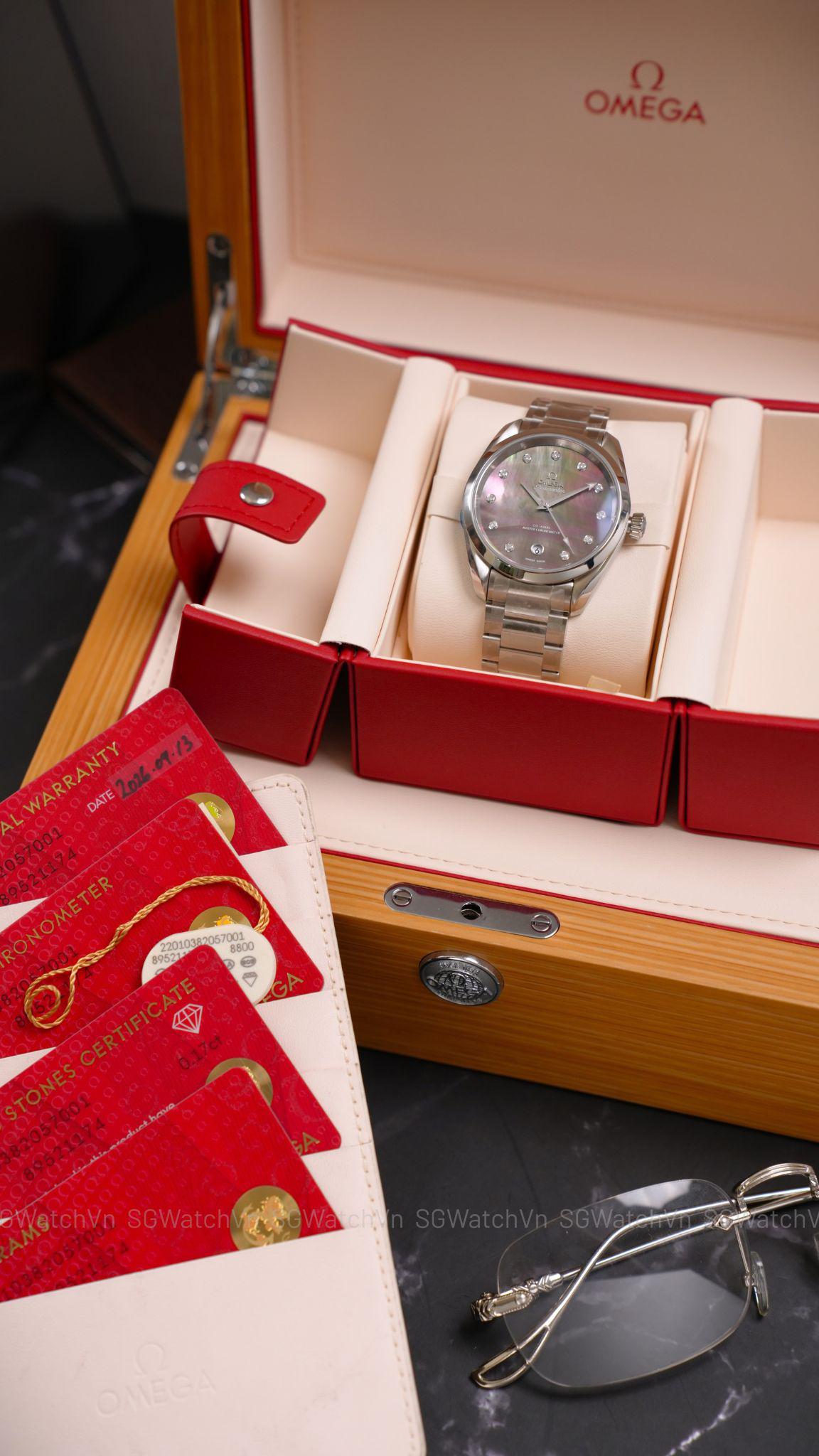 Omega Seamaster Aqua Terra 150M 220.10.38.20.57.001 38mm – Mặt Xà Cừ Tahiti Đính Kim Cương