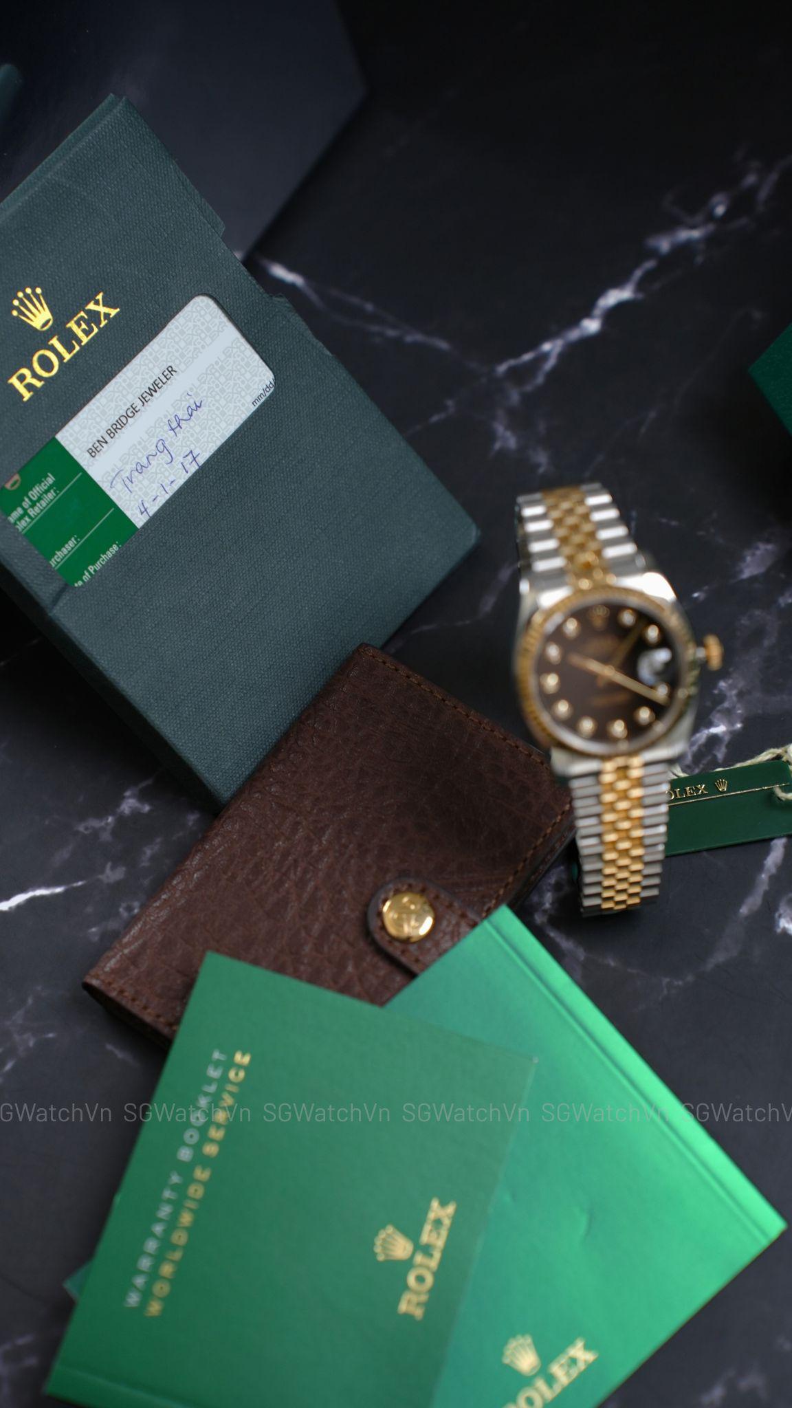 Rolex Datejust 36 116233 Black Diamond – Demi Vàng 18K, Mặt Đen Cọc Kim Cương