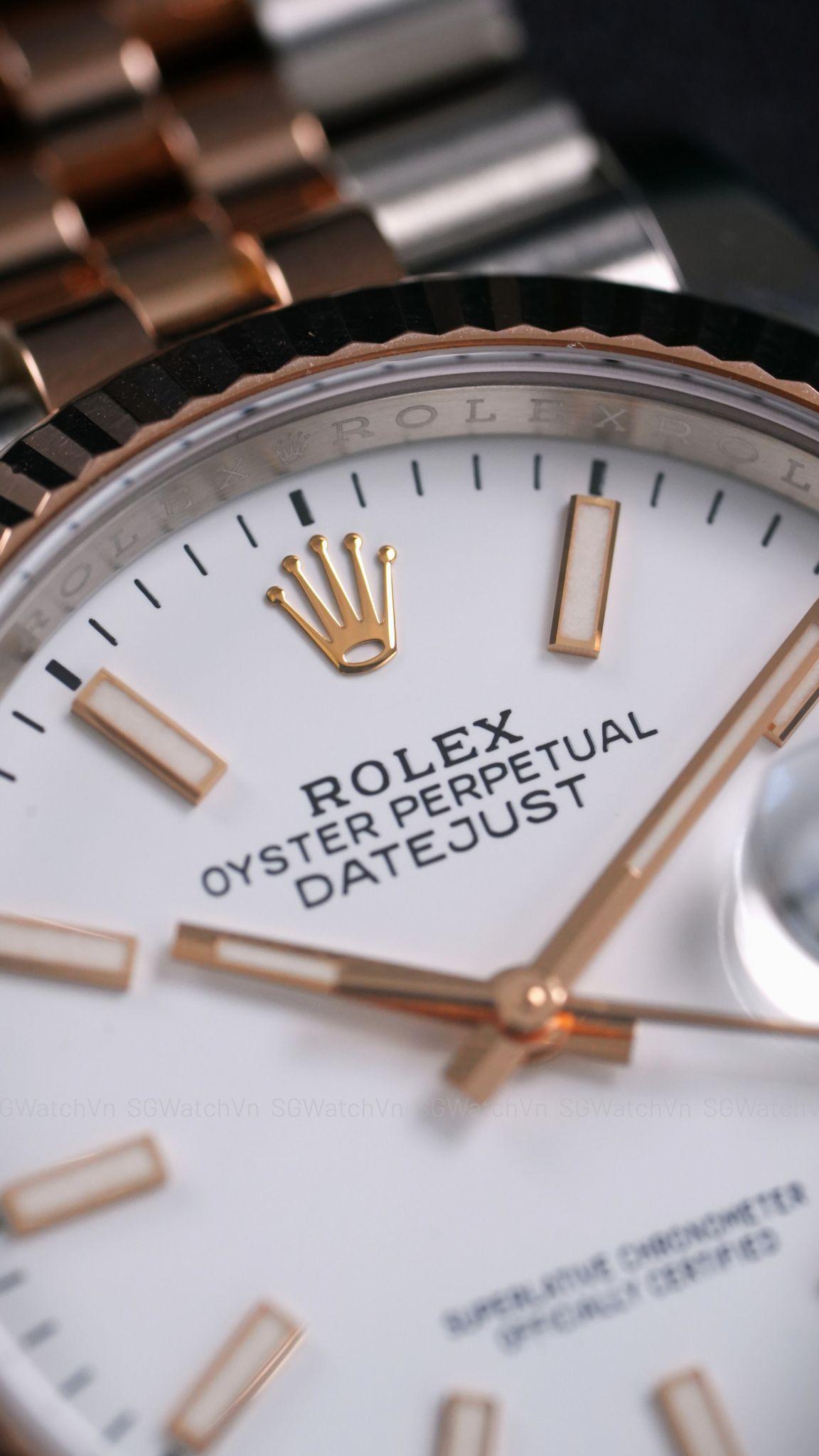 Rolex Datejust 36 126231 White Index – Rolesor Everose, Mặt Trắng, Dây Jubilee