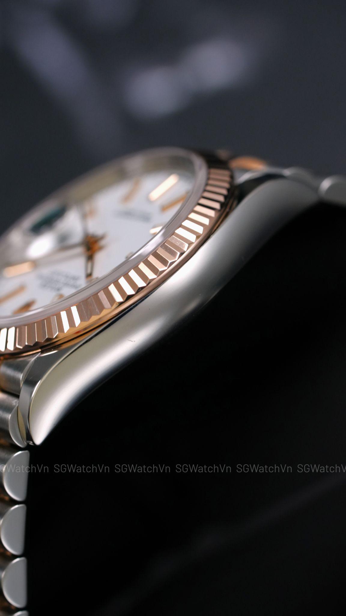 Rolex Datejust 36 126231 White Index – Rolesor Everose, Mặt Trắng, Dây Jubilee