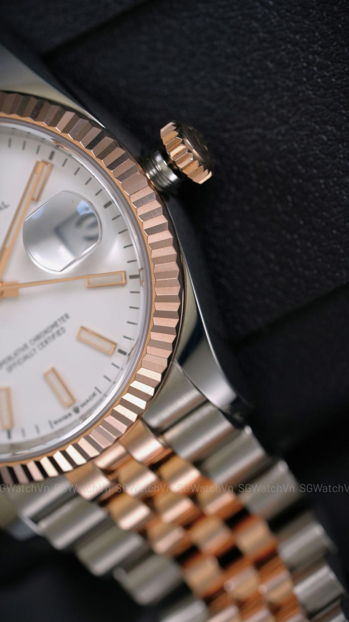 Rolex Datejust 36 126231 White Index – Rolesor Everose, Mặt Trắng, Dây Jubilee