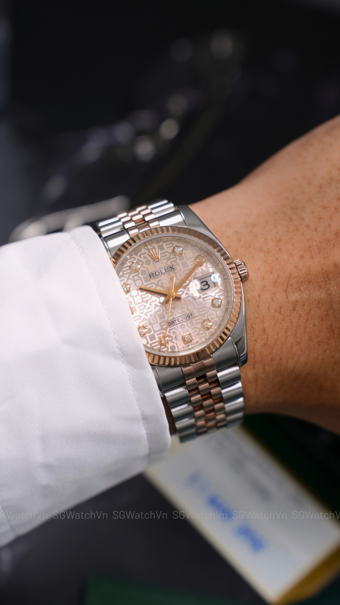 Rolex Datejust 36 116231 Pink Computer Diamond – Demi Vàng Hồng Everose 18K, Mặt Vi Tính Hồng Cọc Kim Cương