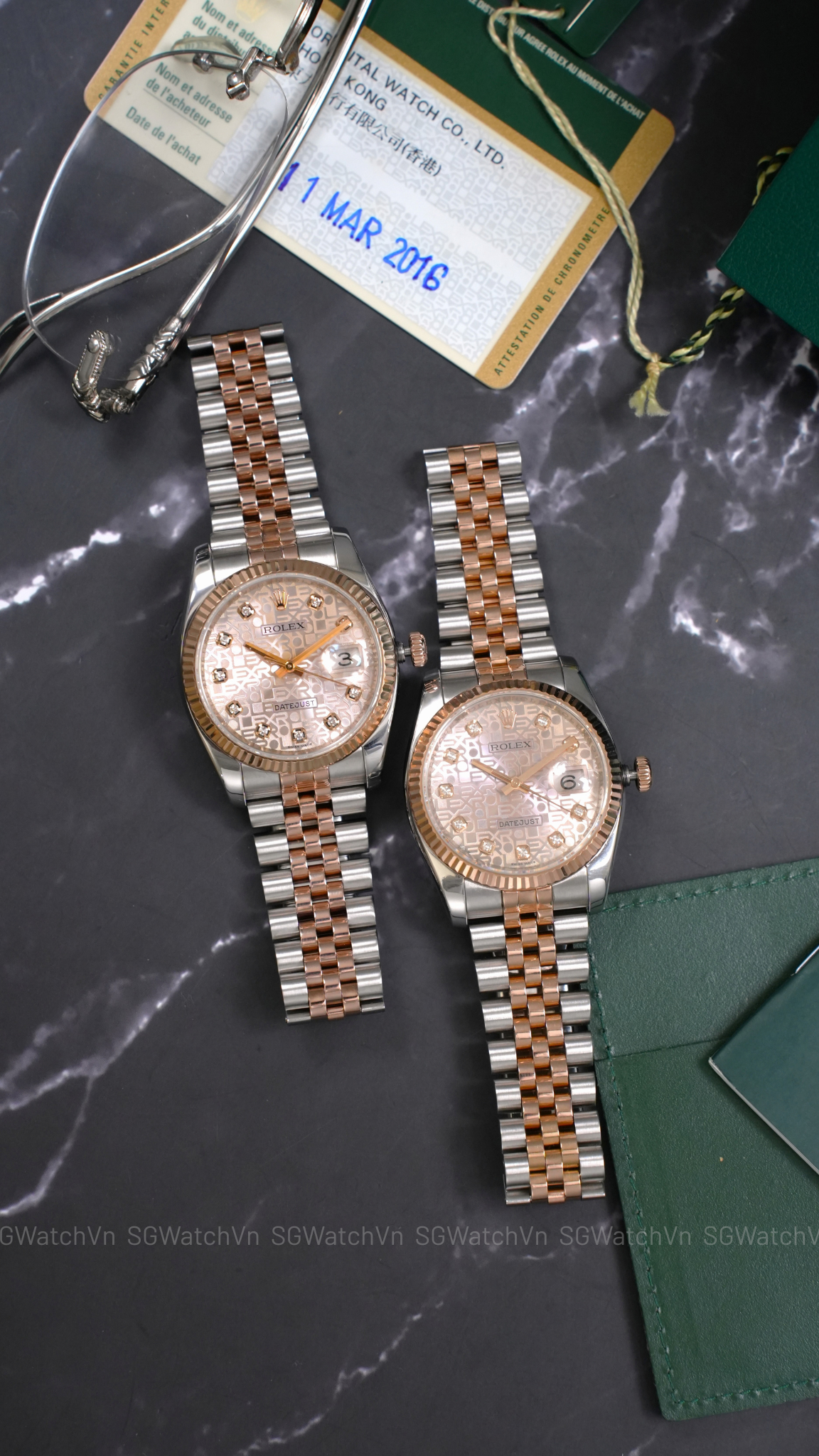 Rolex Datejust 36 116231 Pink Computer Diamond – Demi Vàng Hồng Everose 18K, Mặt Vi Tính Hồng Cọc Kim Cương