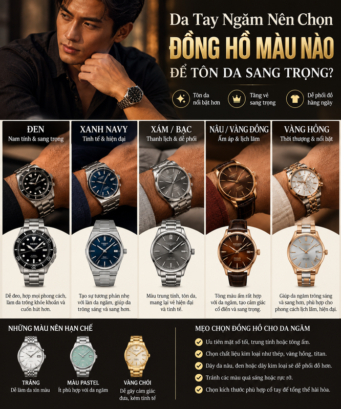Da Tay Ngâm Nên Chọn Đồng Hồ Màu Nào Để Tôn Da Sang Trọng