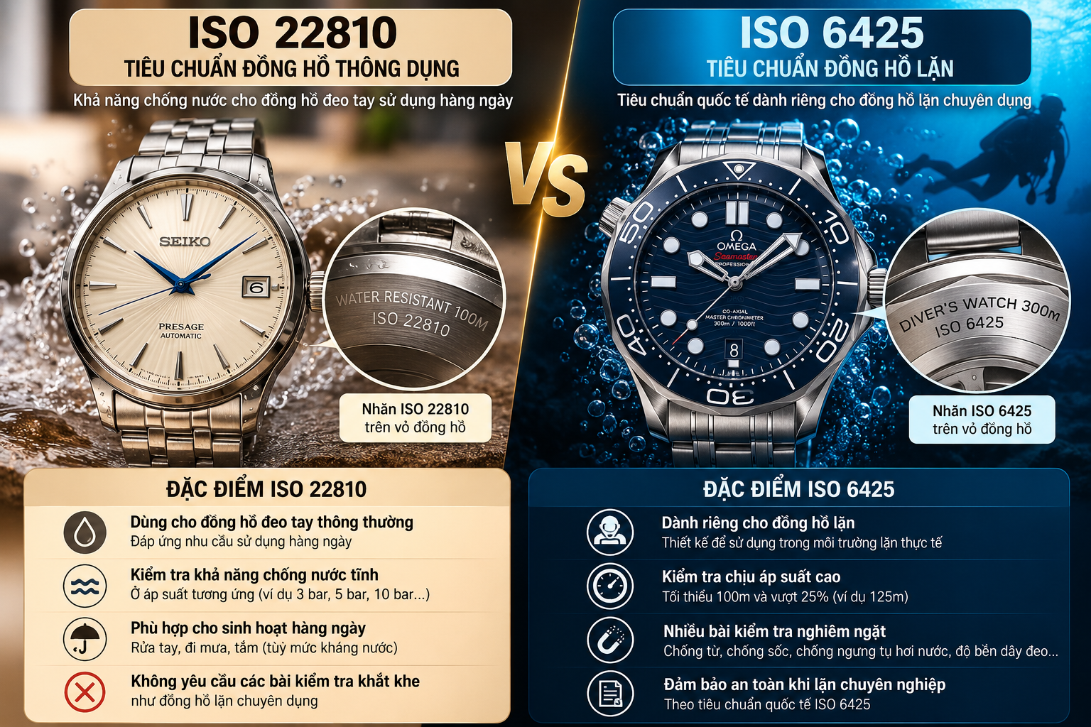 Tiêu Chuẩn Kháng Nước ISO 22810:2010 Trên Đồng Hồ Đeo Tay Là Gì?