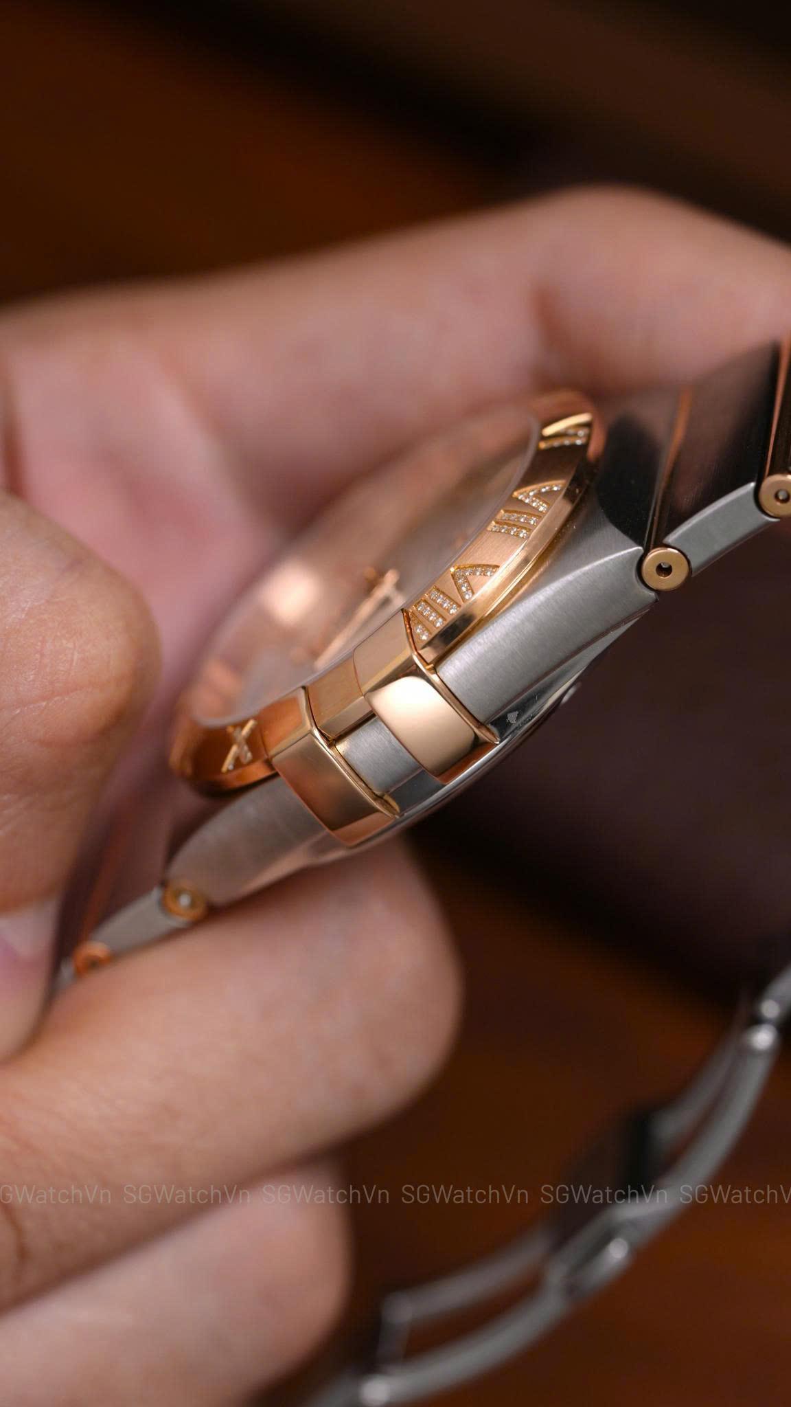 Omega Constellation Co-Axial Day-Date 123.25.38.22.02.001 – 38mm Demi Vàng Hồng 18K, Bezel Kim Cương